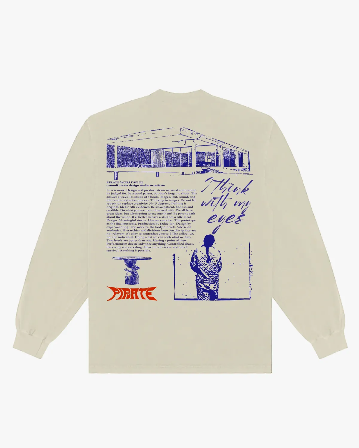 Pirate Manifesto LS Mock Neck Tee (Cannoli Cream) sold by Pirateworldwide
