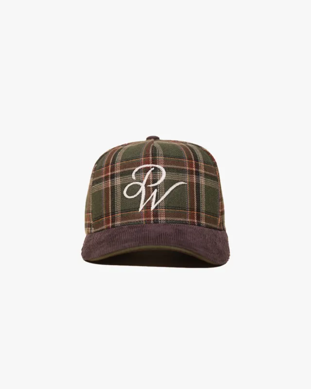 “PW” Chain Stitch Flannel Hat (Green/Brown) made by Pirateworldwide