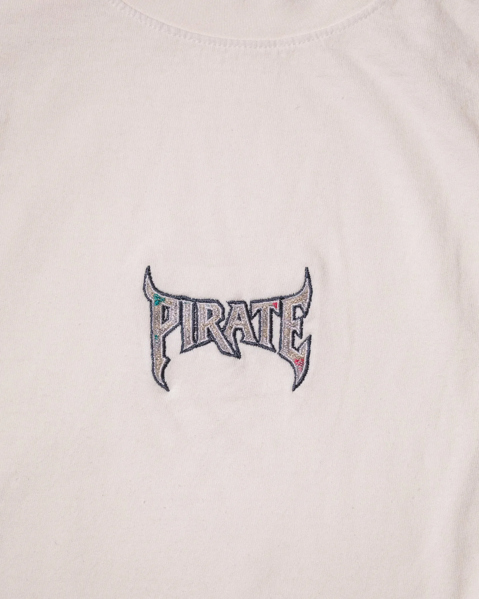 Metal Pirate Embroidery Tee (White) sold by Pirateworldwide product image thumbnail 3