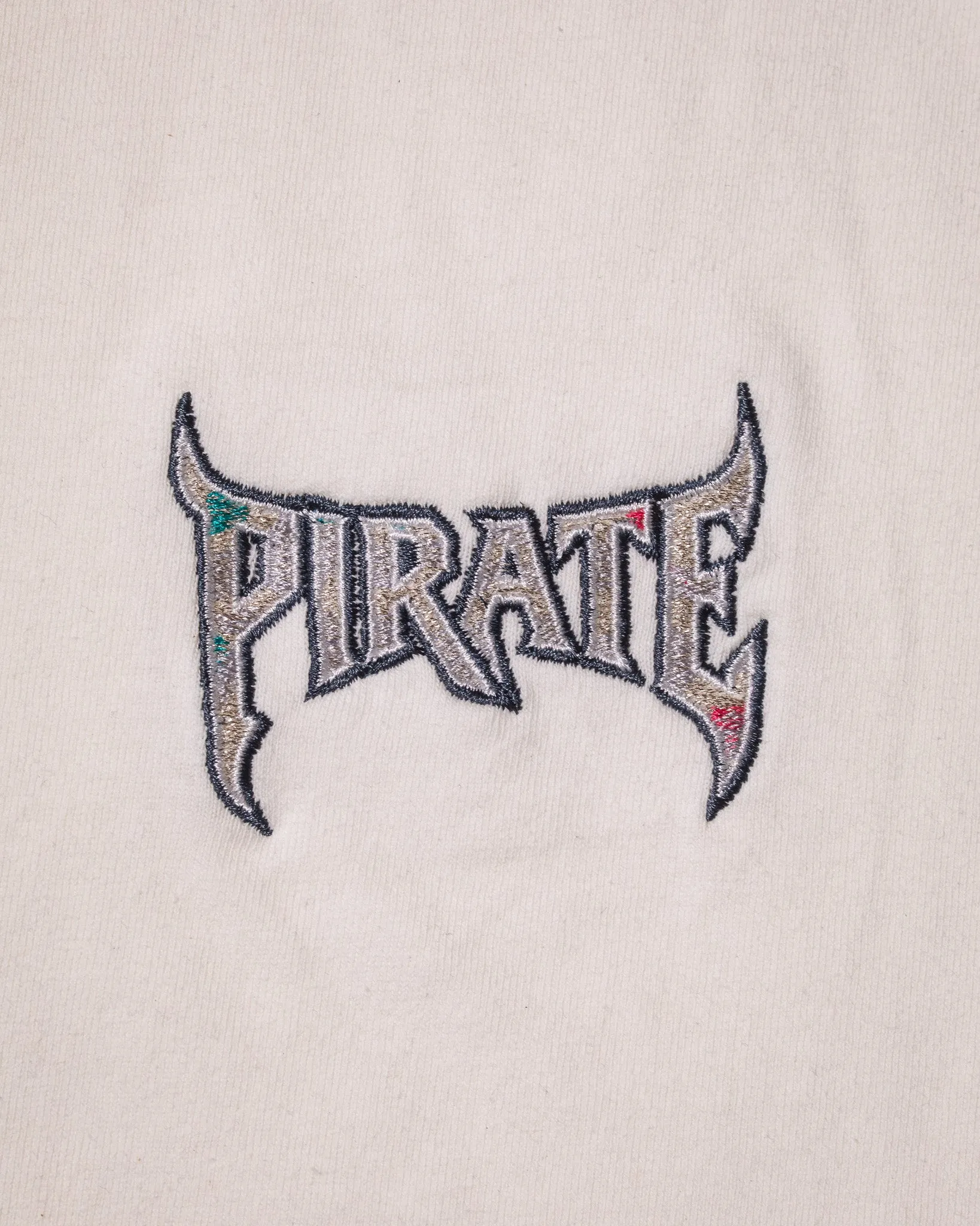Metal Pirate Embroidery Tee (White) sold by Pirateworldwide product image thumbnail 2