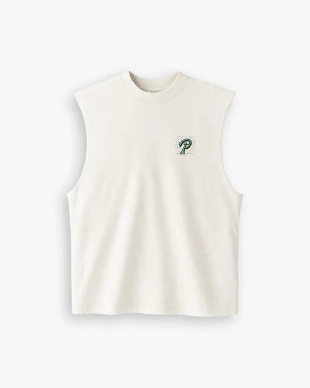 Web P Embroidery Sleeveless Tee (White) made by Pirateworldwide