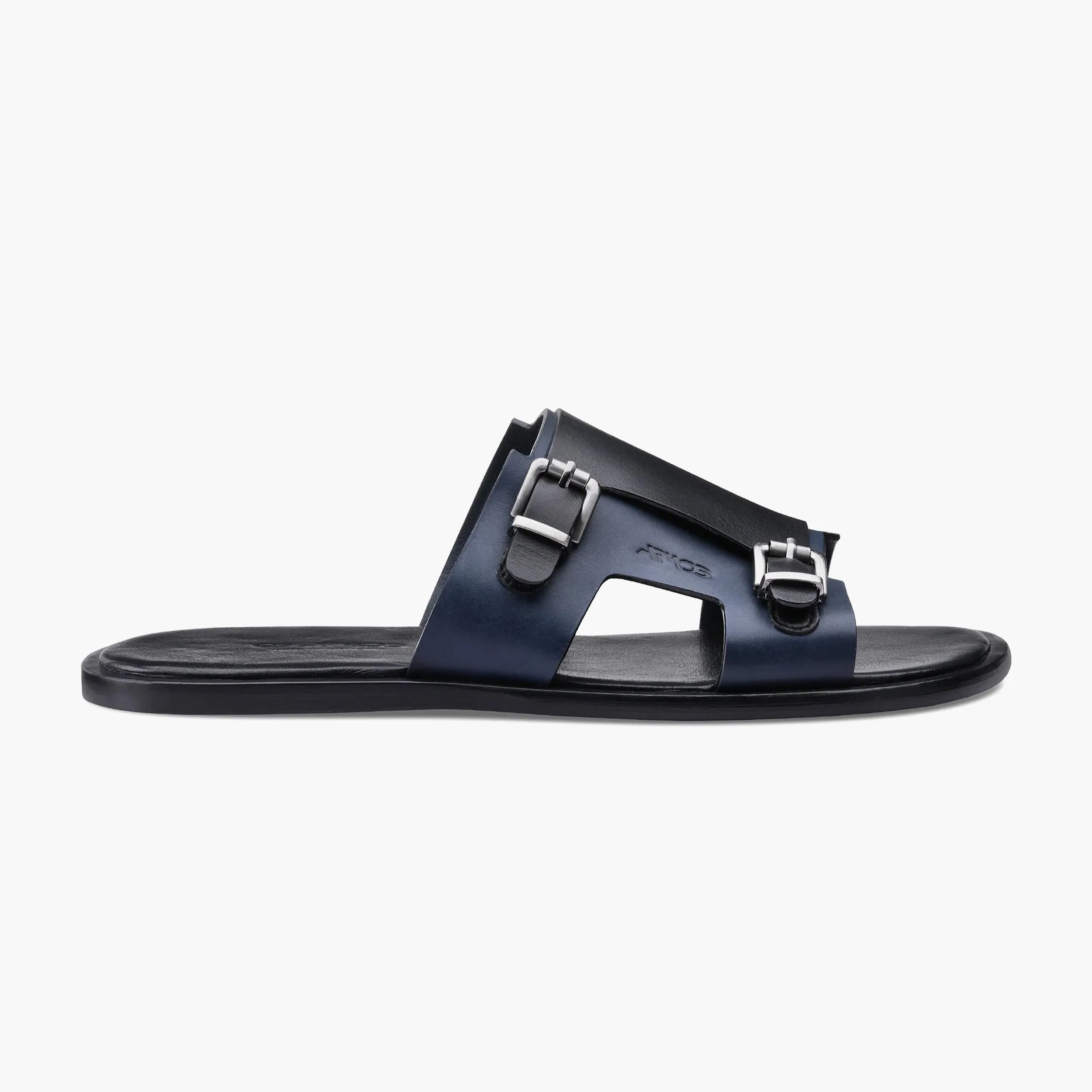 Men's Black & Blue Leather Slider Sandal sold by Armos