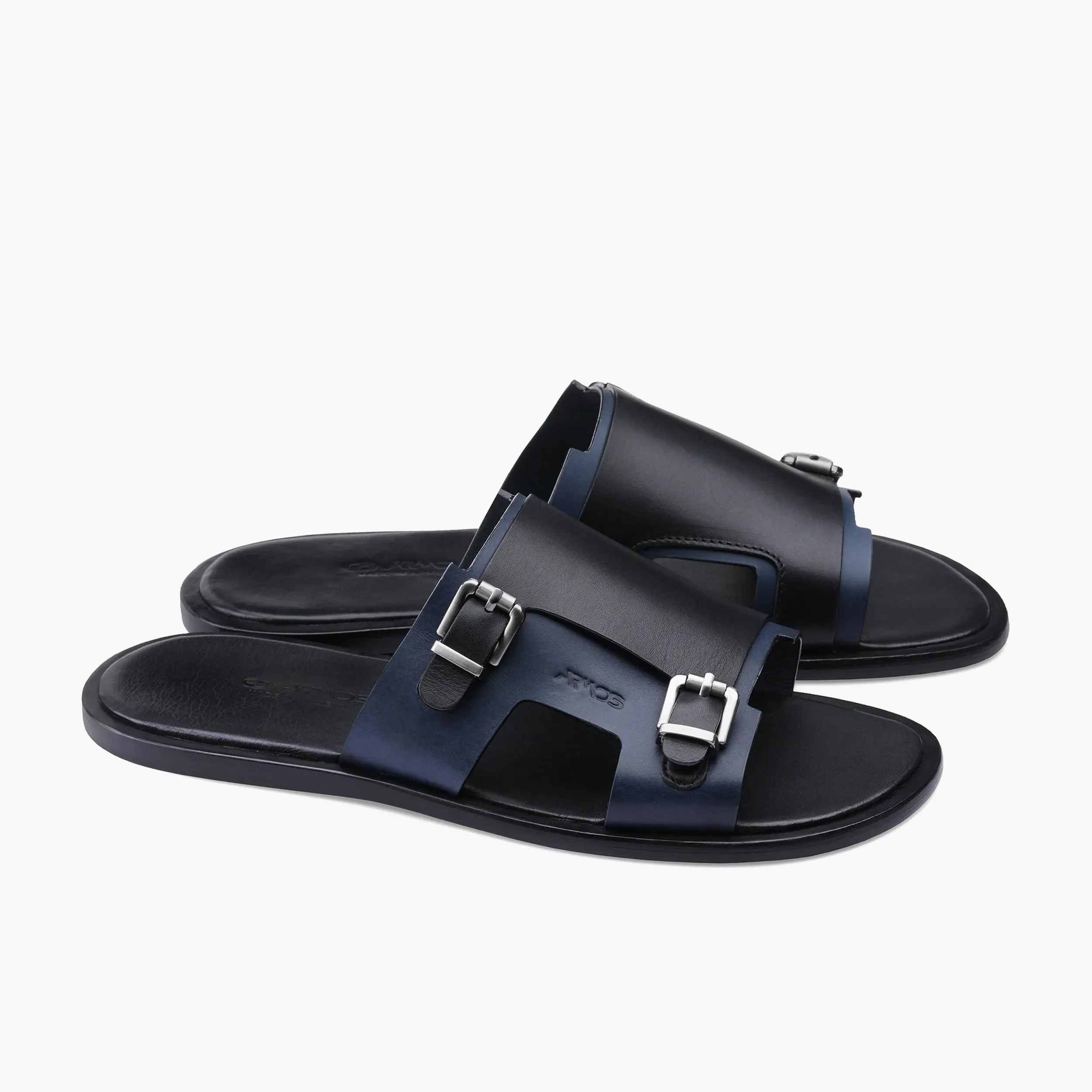 Men's Black & Blue Leather Slider Sandal sold by Armos product image thumbnail 2