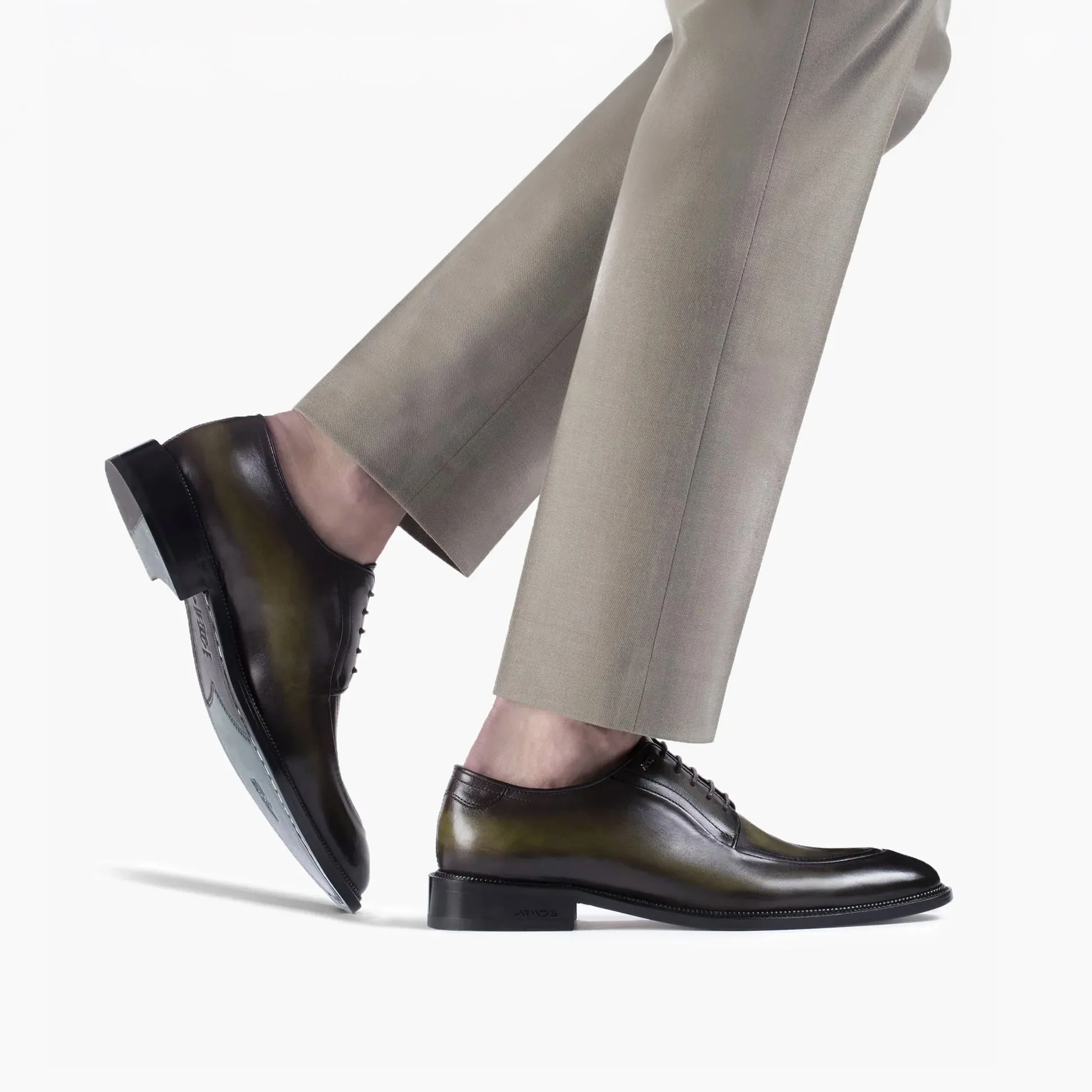 Men's Khaki Leather Derby Lace-Up sold by Armos product image thumbnail 2