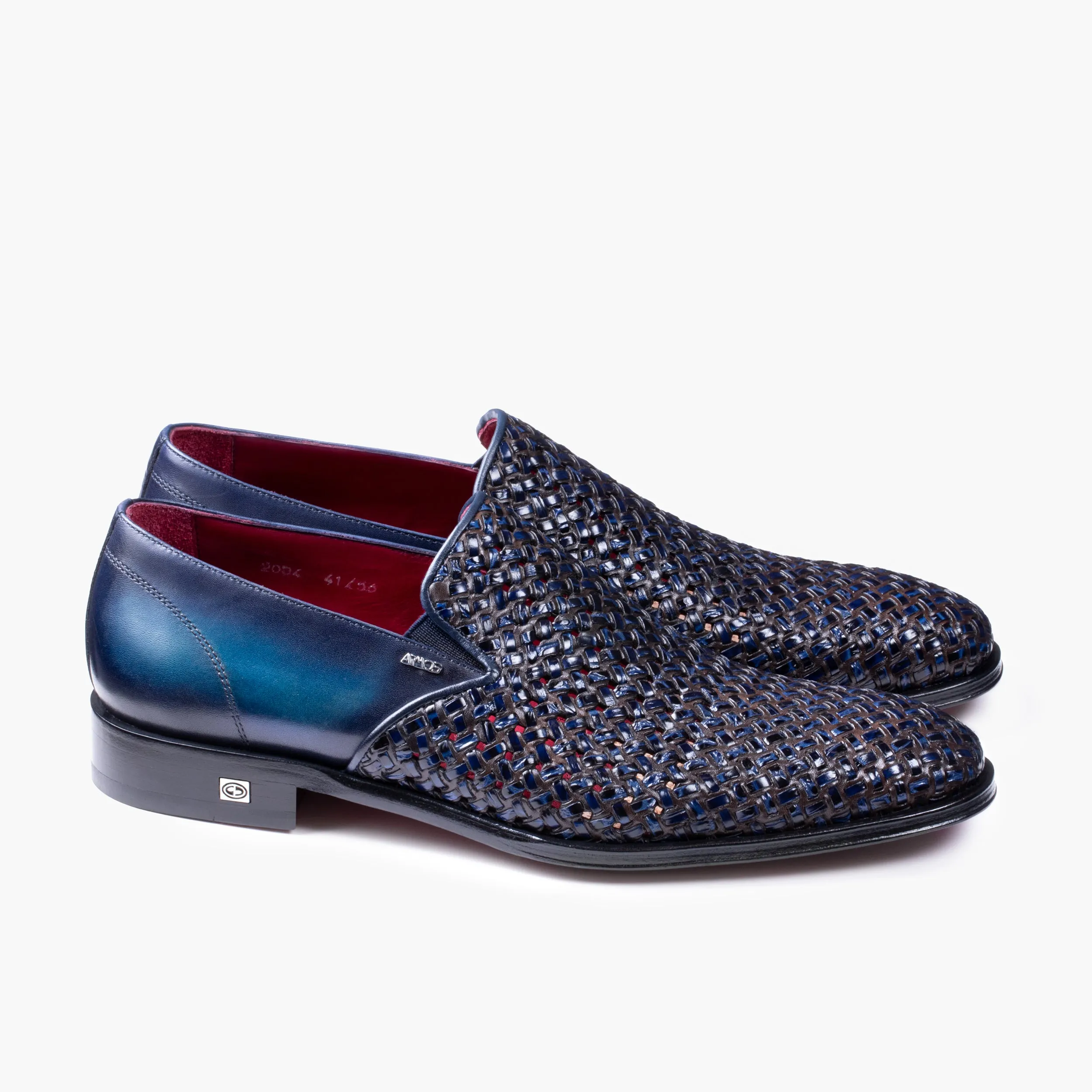 Men's Navy Blue Woven Leather Loafer sold by Armos product image thumbnail 2
