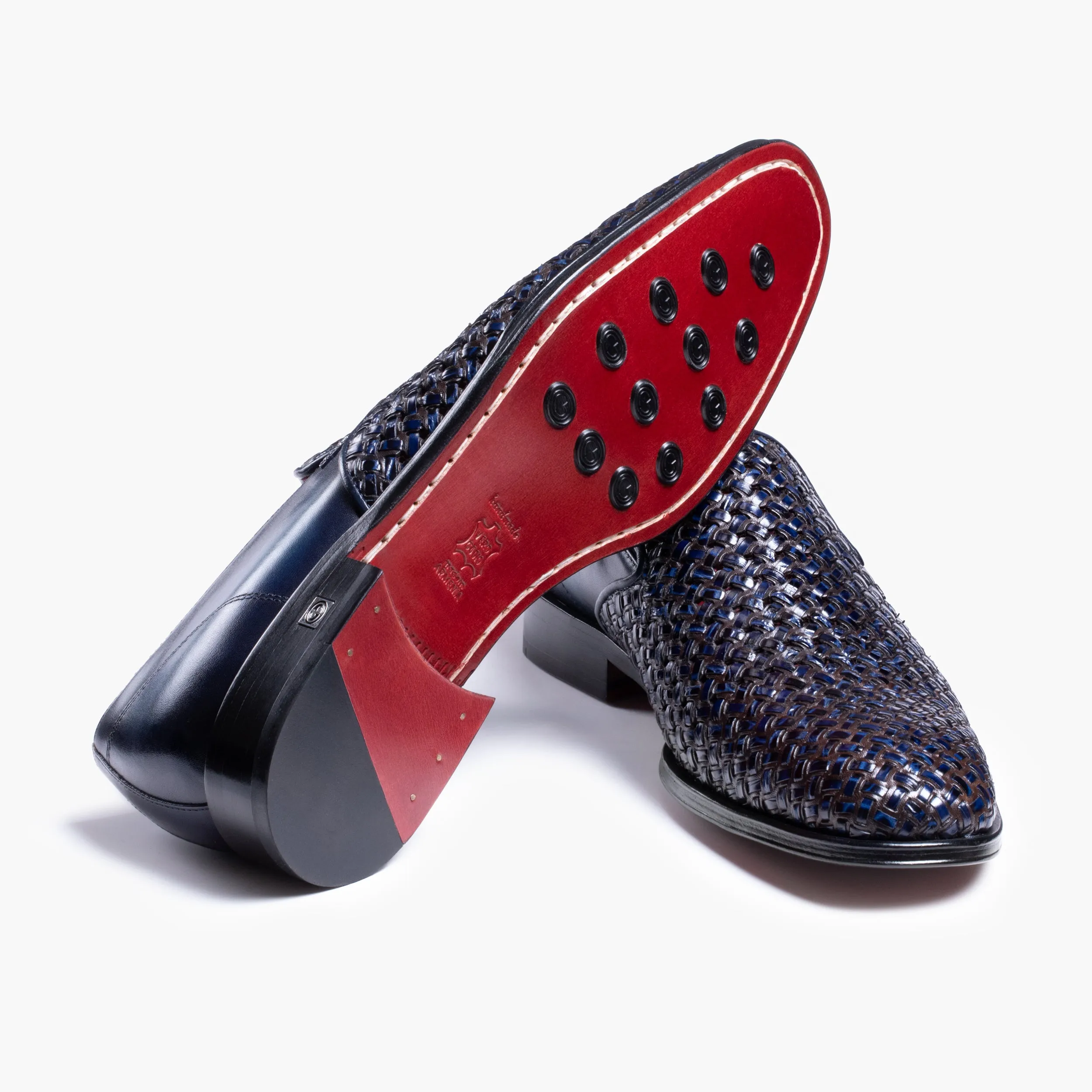 Men's Navy Blue Woven Leather Loafer sold by Armos product image thumbnail 3