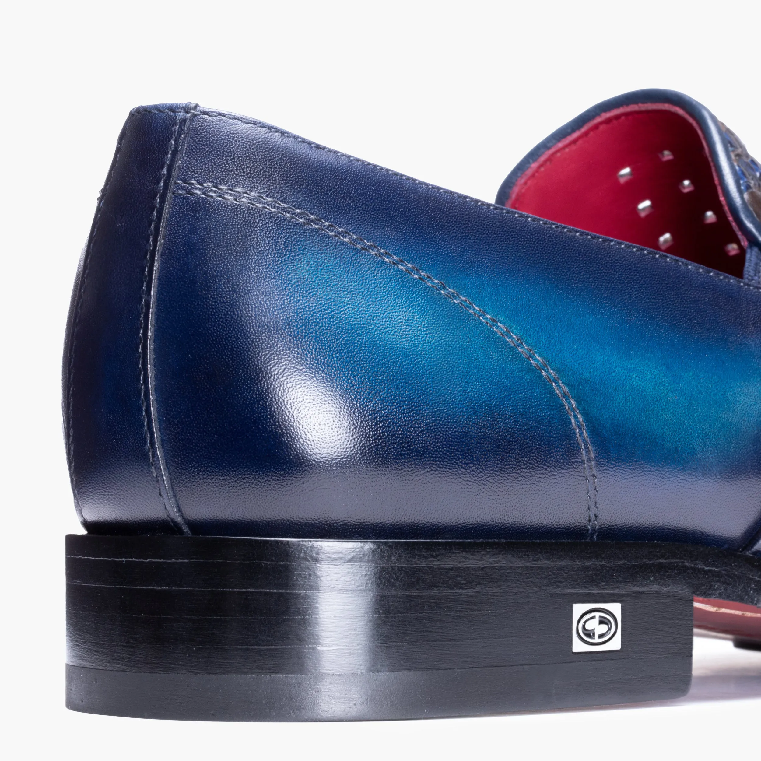 Men's Navy Blue Woven Leather Loafer sold by Armos product image thumbnail 5