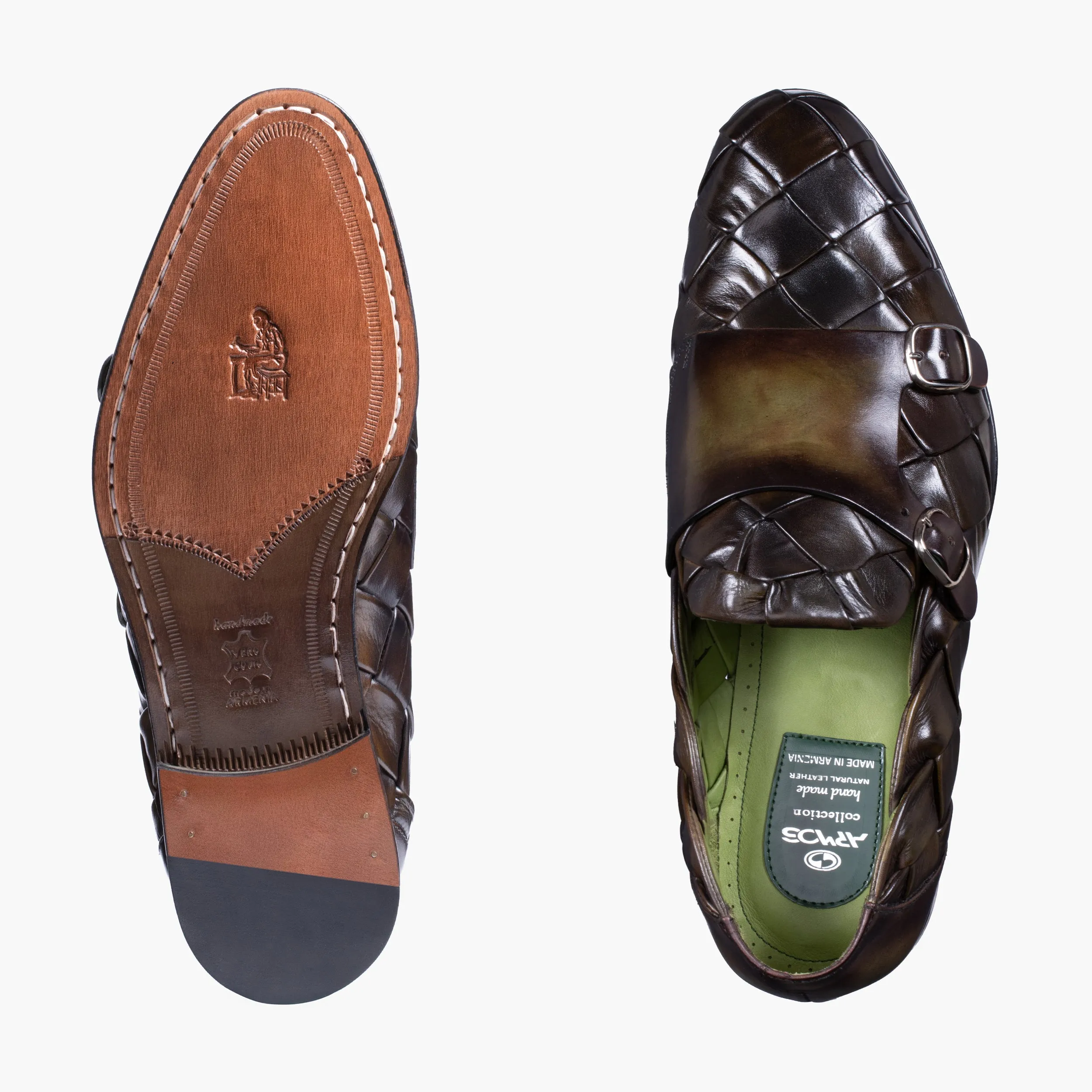 Men's Green Woven Double Monk Strap sold by Armos product image thumbnail 4