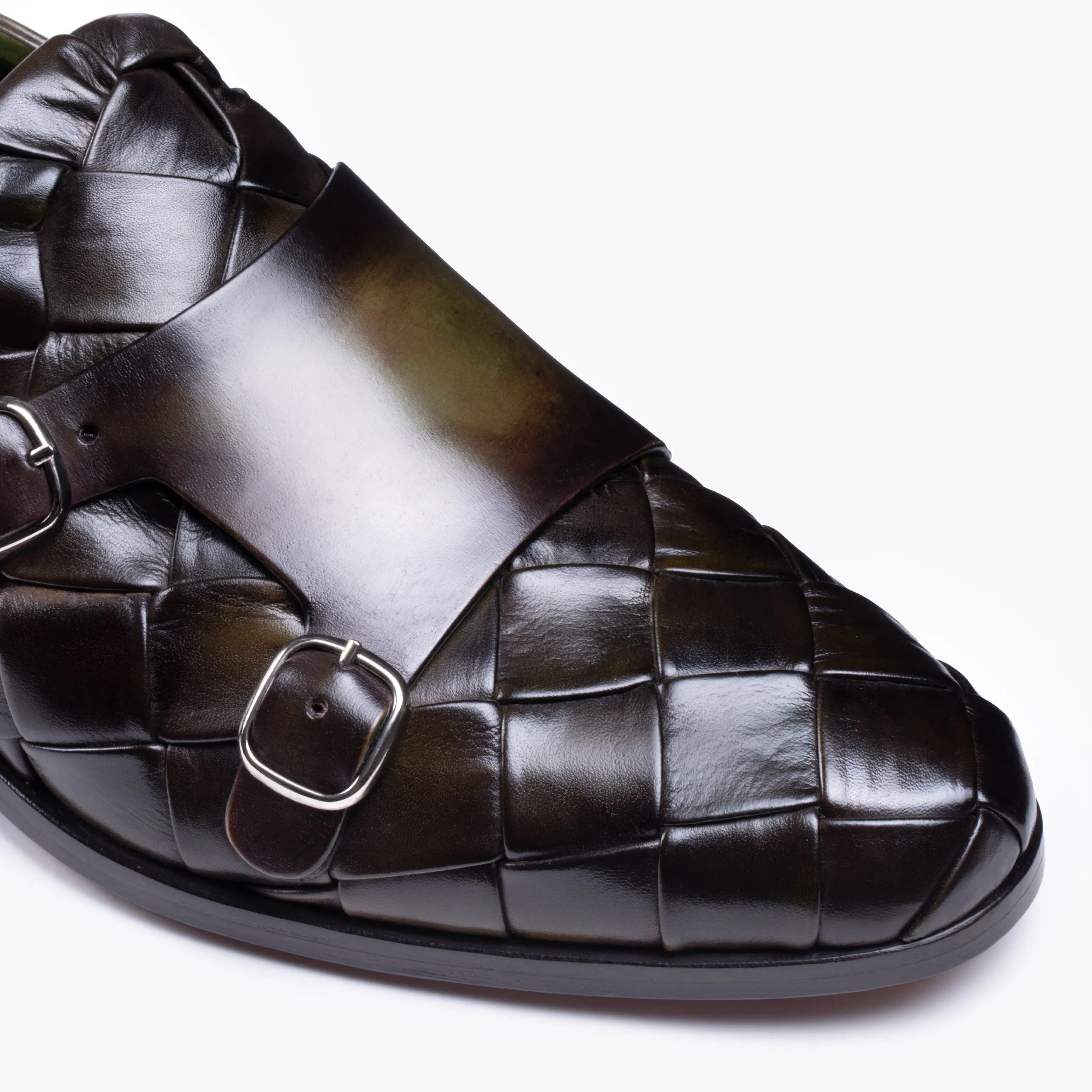 Men's Green Woven Double Monk Strap sold by Armos product image thumbnail 5