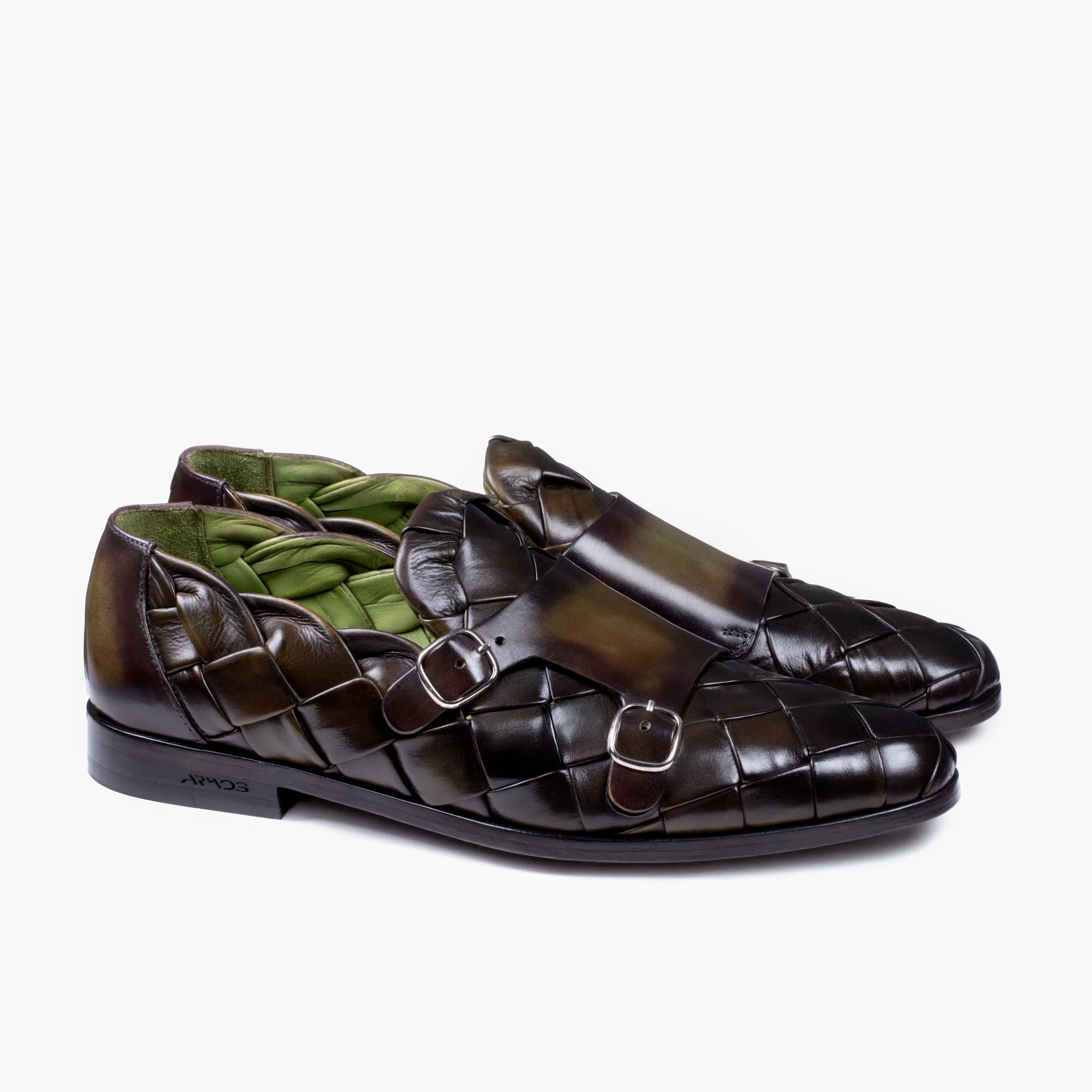Men's Green Woven Double Monk Strap sold by Armos product image thumbnail 2