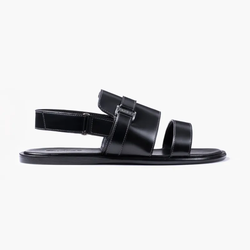 Men's Black Leather Back-Strap Sandal sold by Armos