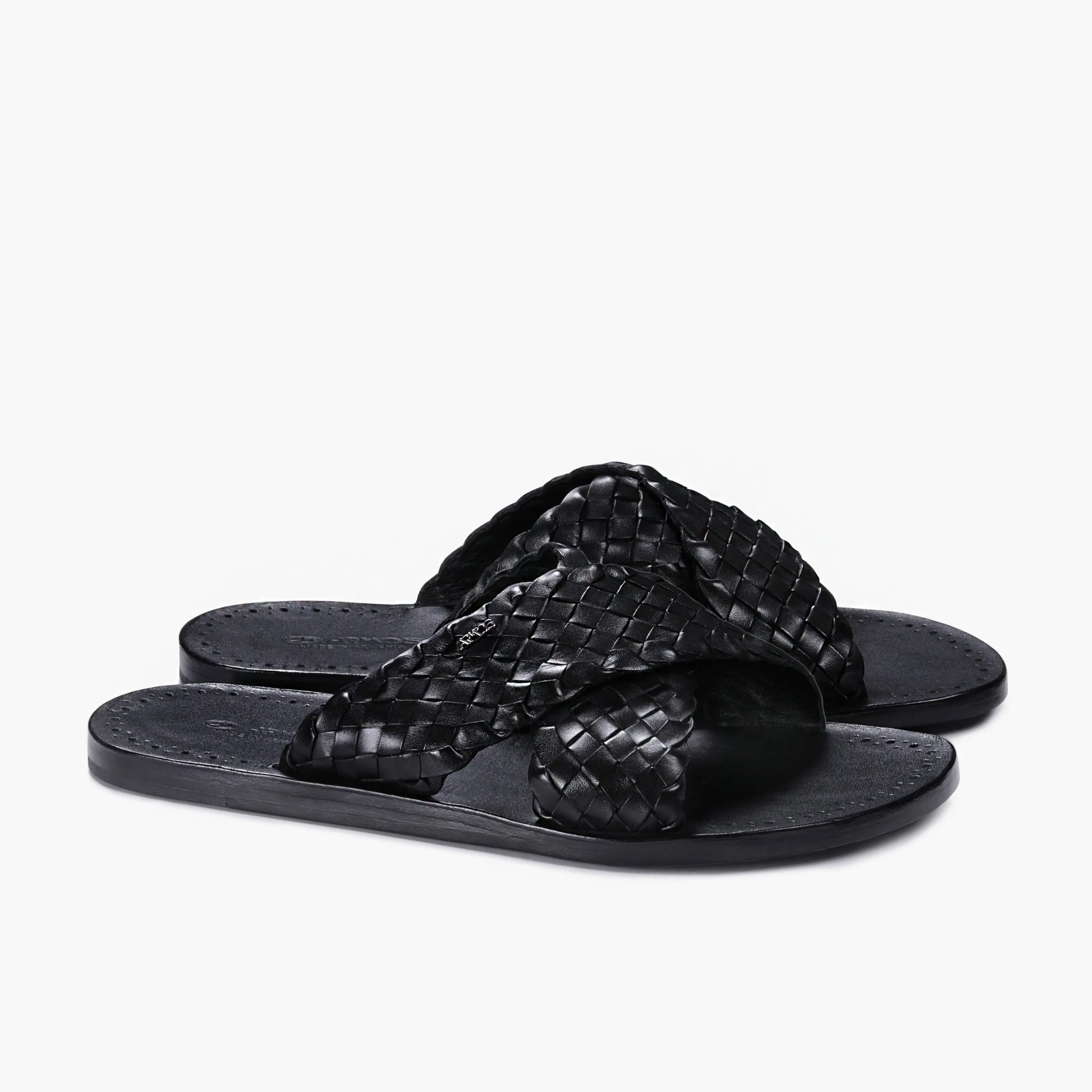 Men's Black Woven Cross-Strap Slide Sandal sold by Armos product image thumbnail 2