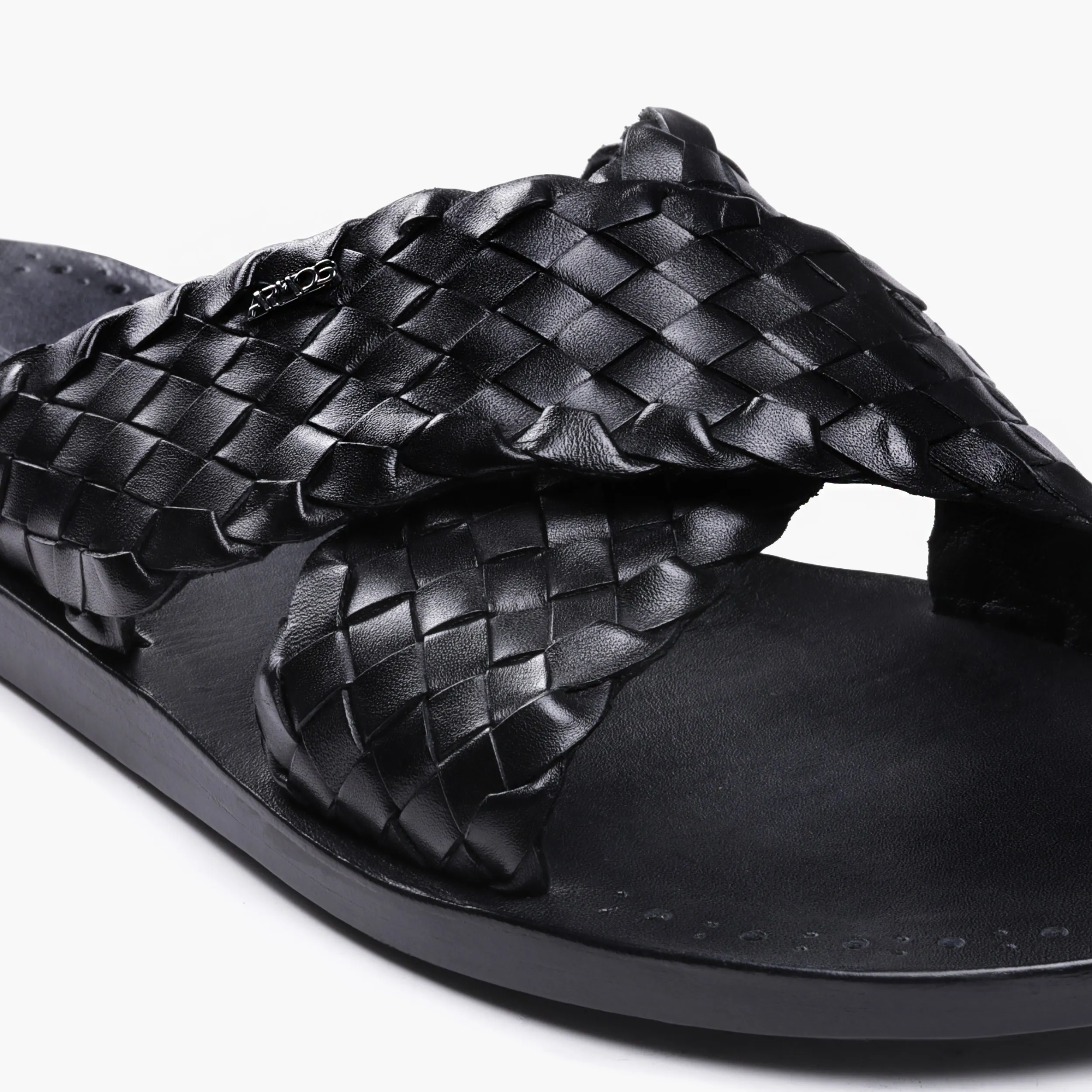 Men's Black Woven Cross-Strap Slide Sandal sold by Armos product image thumbnail 5