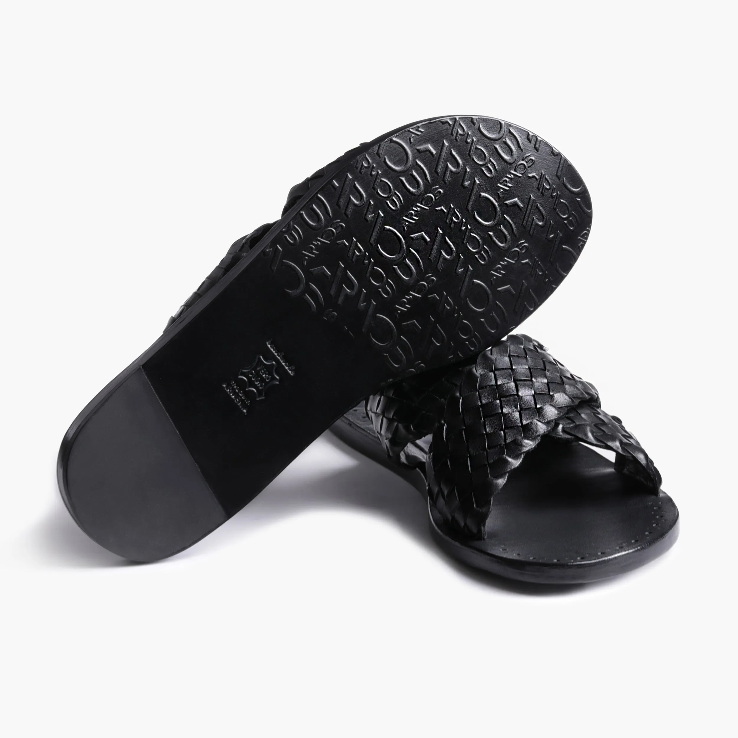 Men's Black Woven Cross-Strap Slide Sandal sold by Armos product image thumbnail 3