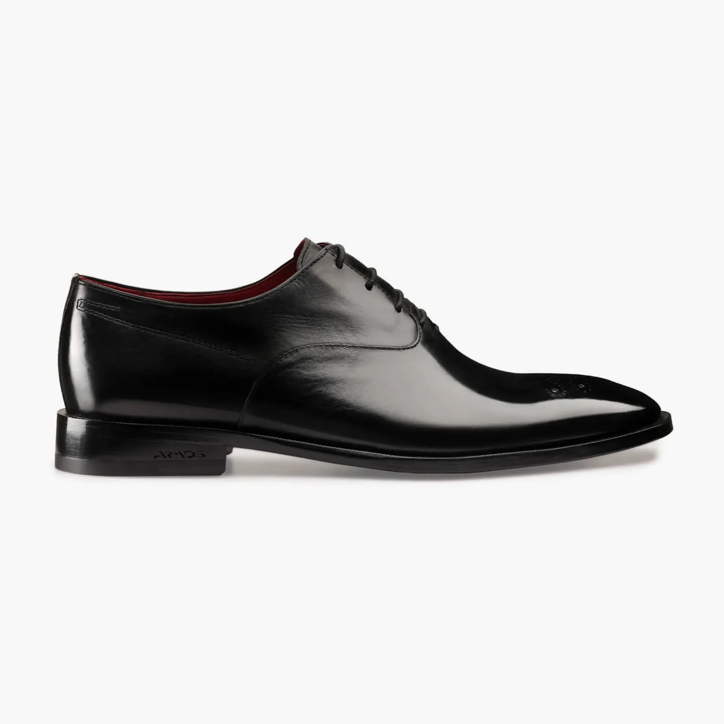 Men’s Black Leather Medallion Toe Oxford sold by Armos
