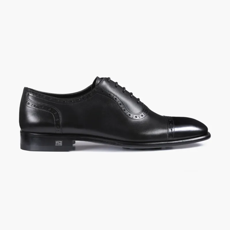 Men’s Black Leather Cap-Toe Oxford sold by Armos