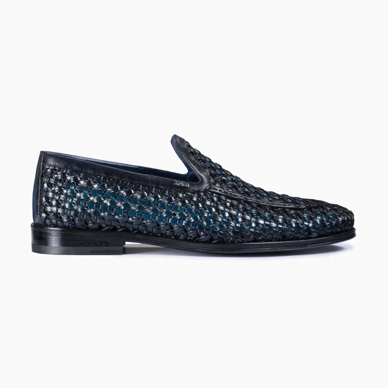 Men's Blue Woven Leather Loafer sold by Armos