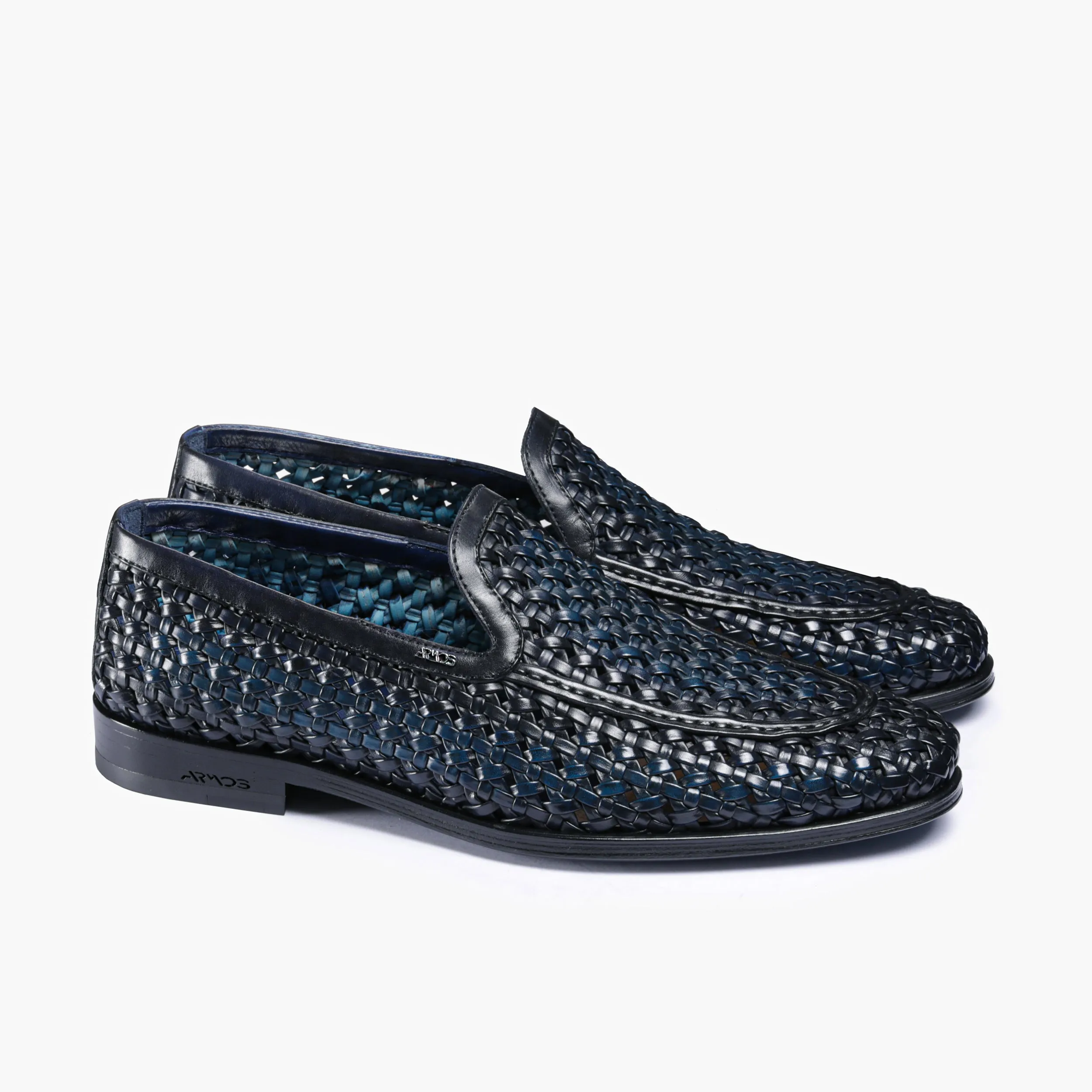 Men's Blue Woven Leather Loafer sold by Armos product image thumbnail 2