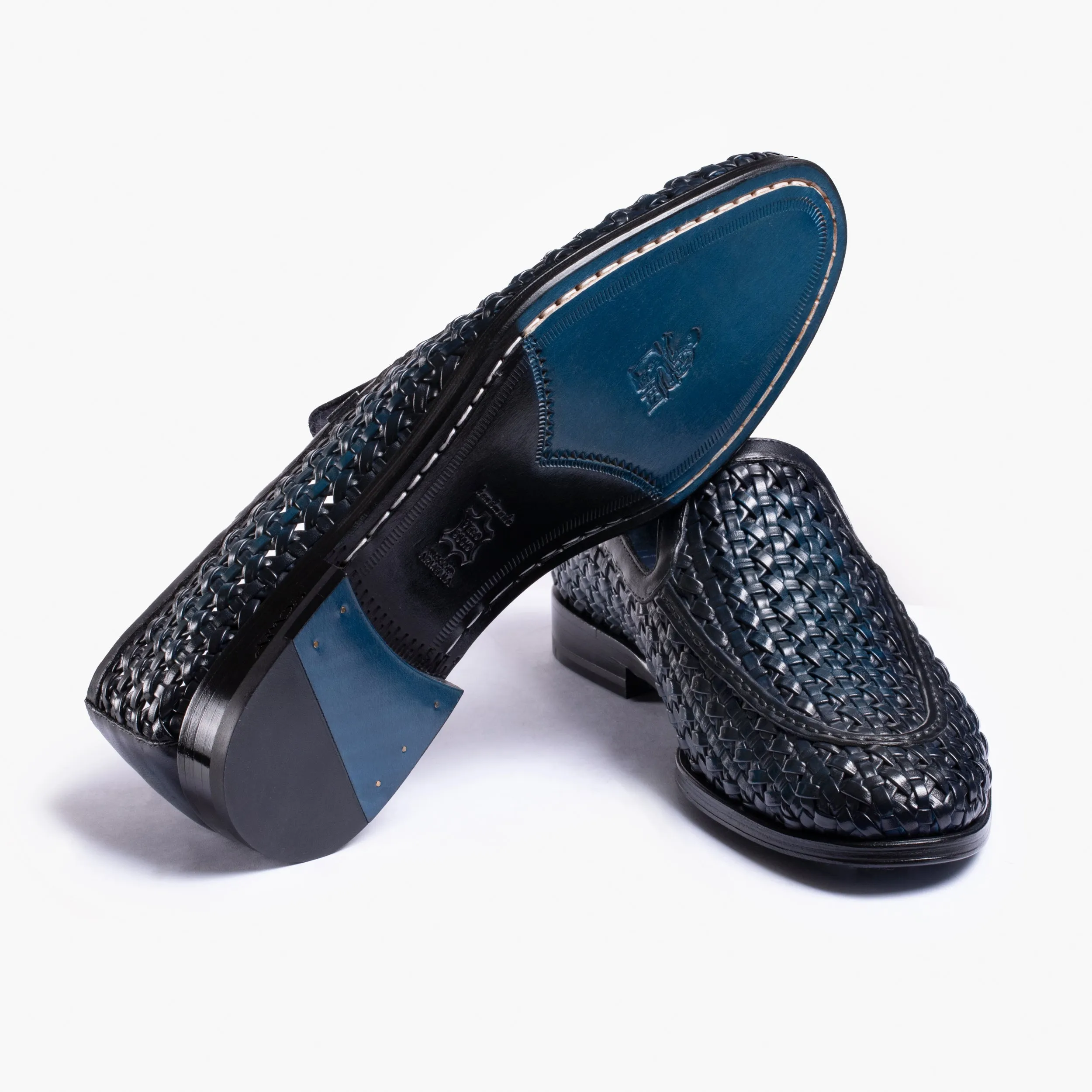 Men's Blue Woven Leather Loafer sold by Armos product image thumbnail 3