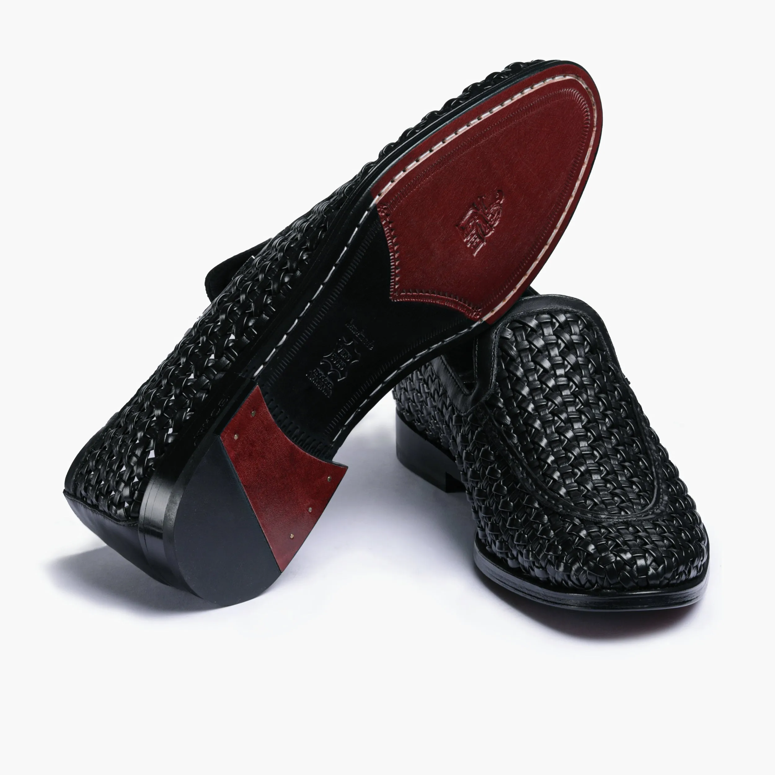 Men's Black Woven Leather Loafer sold by Armos product image thumbnail 3