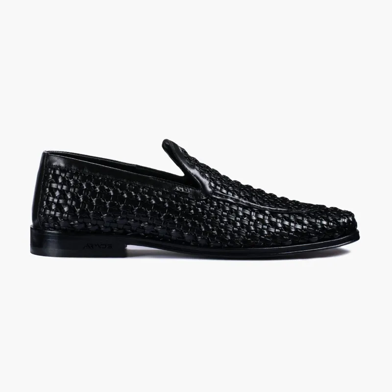 Men's Black Woven Leather Loafer sold by Armos