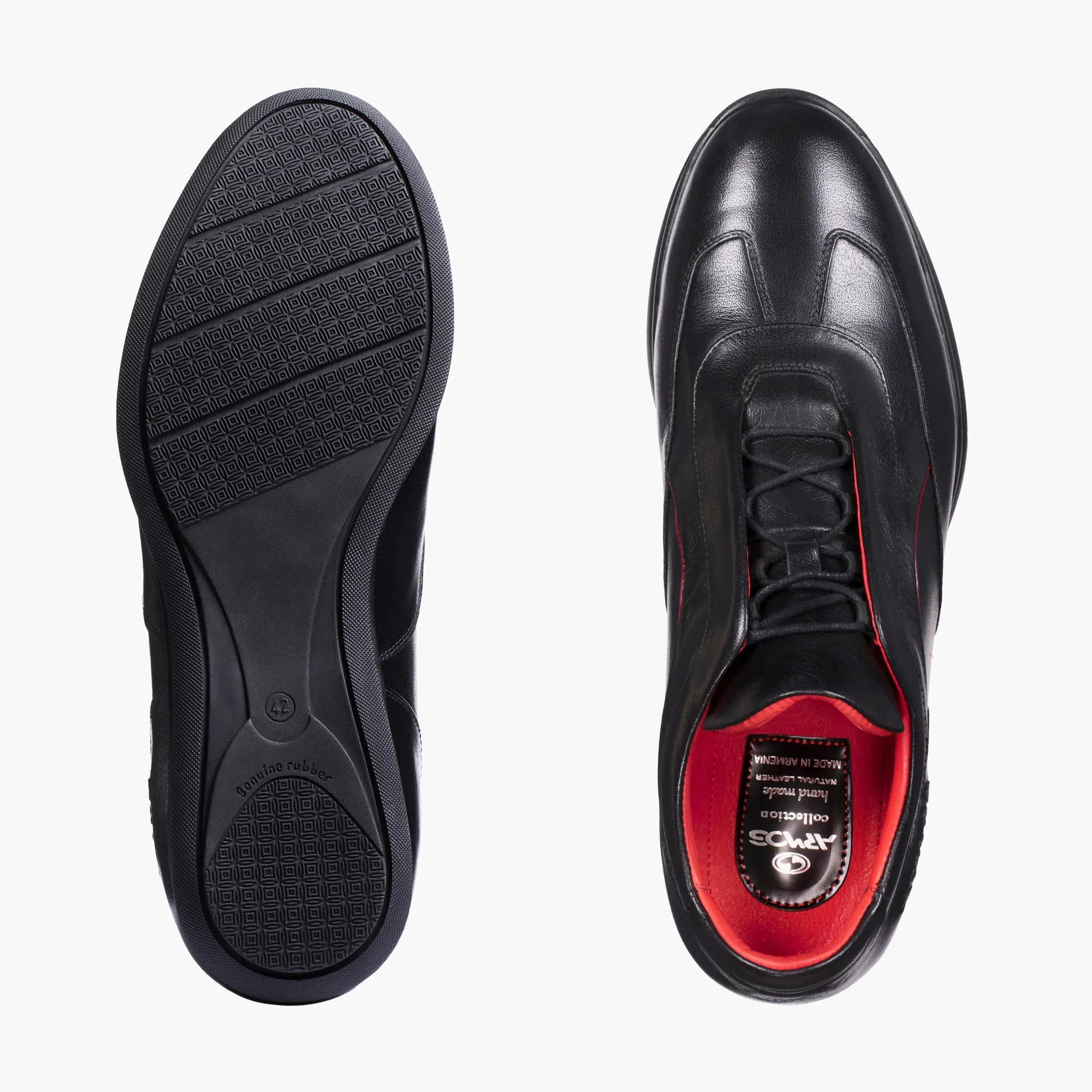 Men’s Black Leather Sneaker with Red Lines sold by Armos product image thumbnail 5