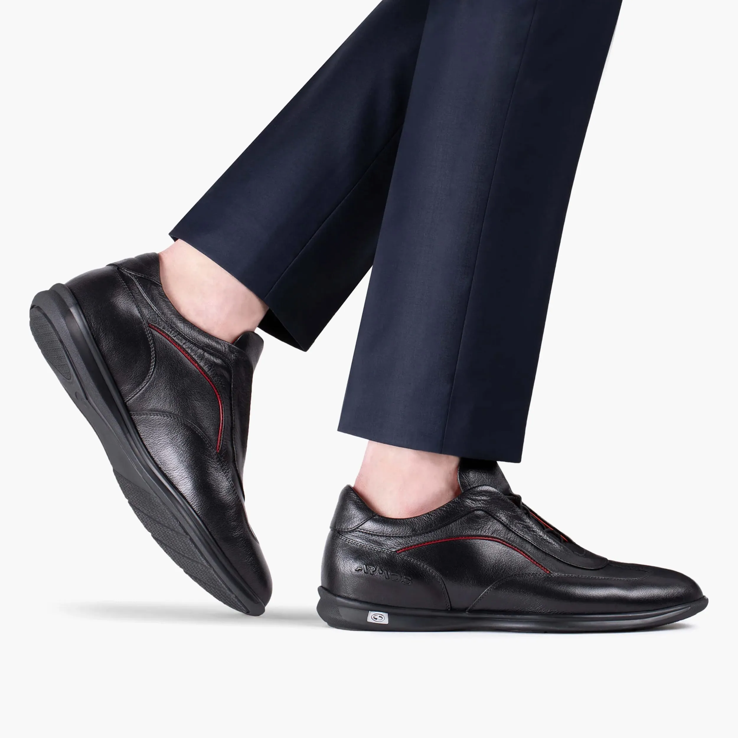 Men’s Black Leather Sneaker with Red Lines sold by Armos product image thumbnail 2