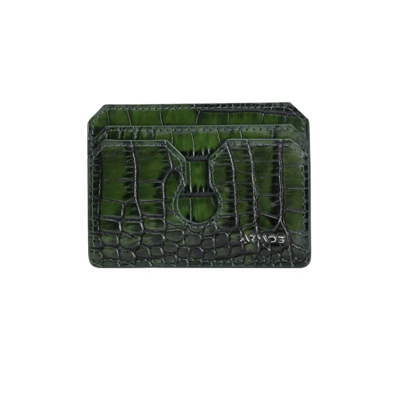 Green crocodile print cardholder sold by Armos