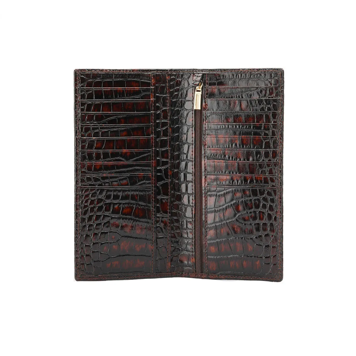 Brown croc-printed wallet sold by Armos product image thumbnail 3