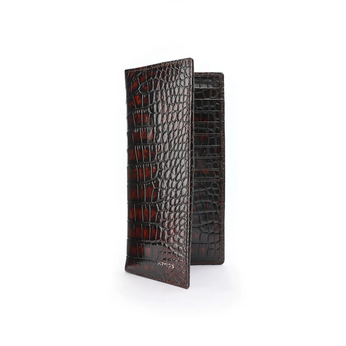 Brown croc-printed wallet sold by Armos product image thumbnail 2