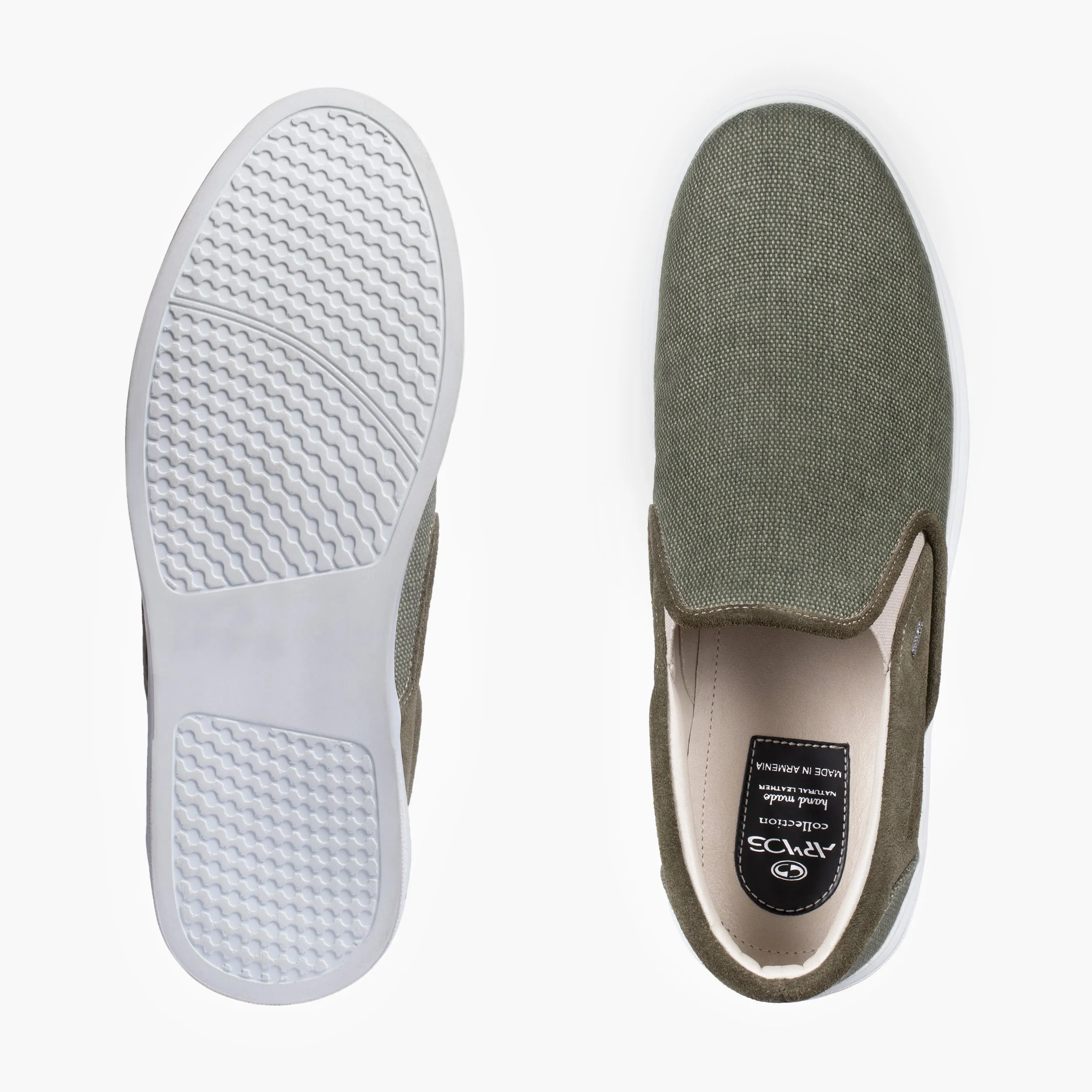 Men's Khaki Linen Slip-On Sneaker sold by Armos product image thumbnail 5
