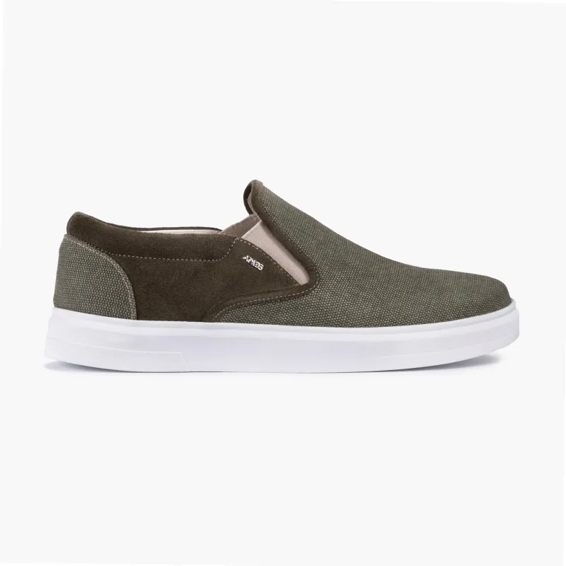 Men's Khaki Linen Slip-On Sneaker sold by Armos