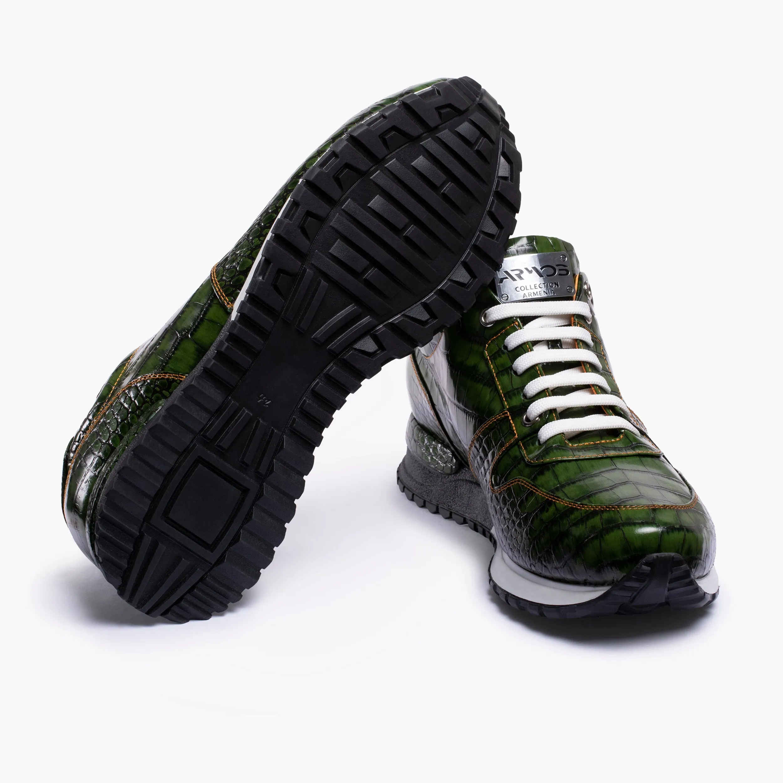 Men's Green Croc-Print Leather Sneaker sold by Armos product image thumbnail 4