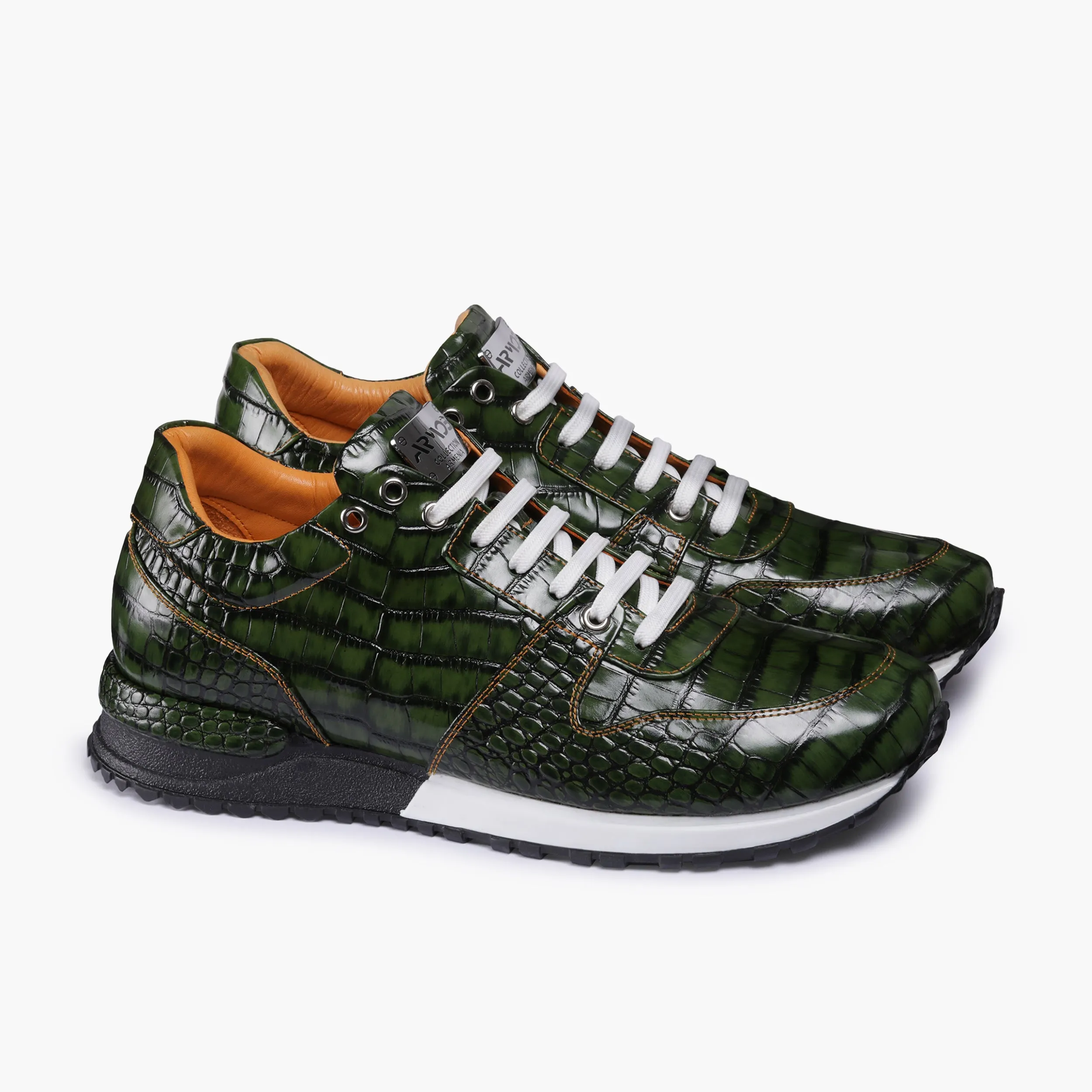 Men's Green Croc-Print Leather Sneaker sold by Armos product image thumbnail 3