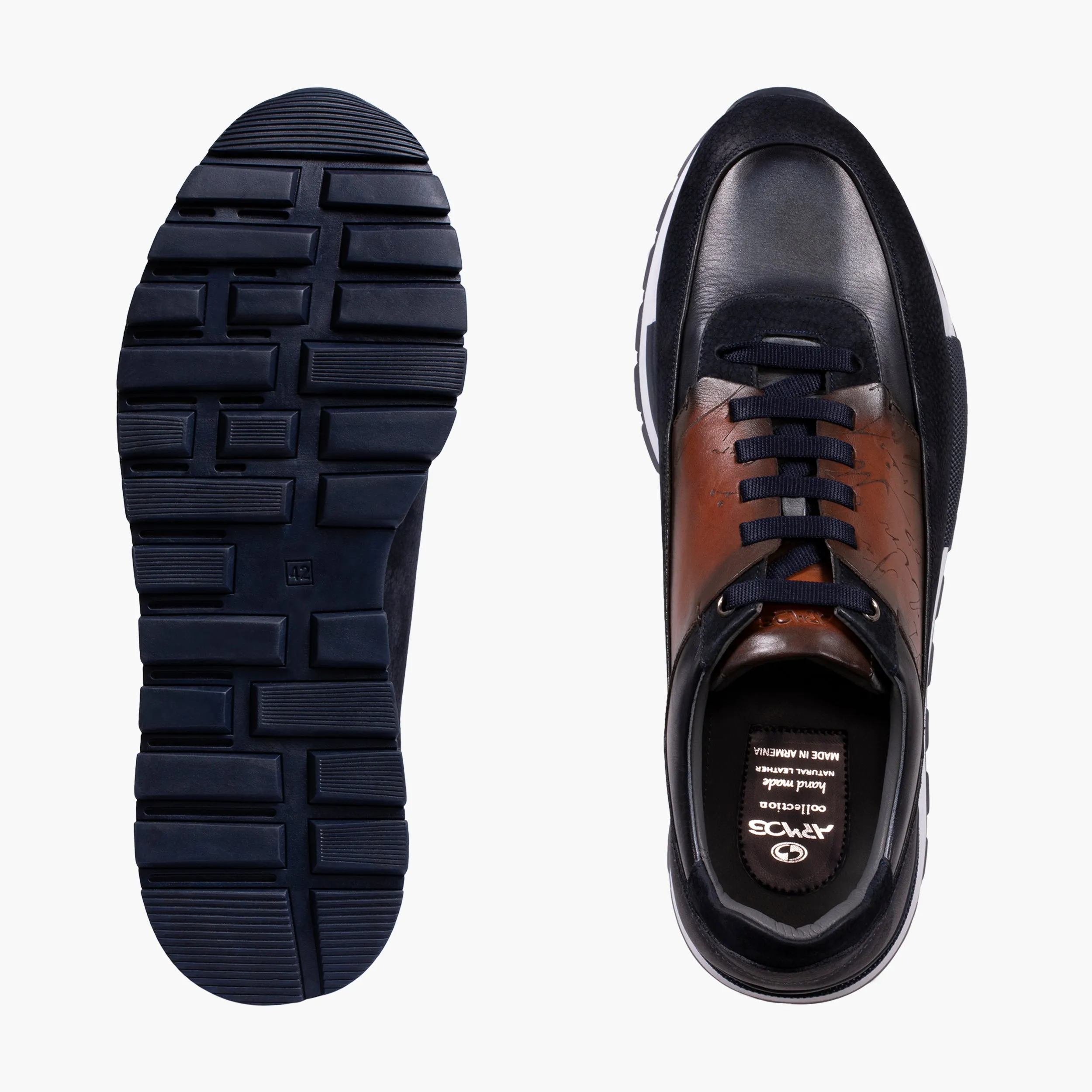 Men's Blue & Brown Patina Leather Sneaker sold by Armos product image thumbnail 5