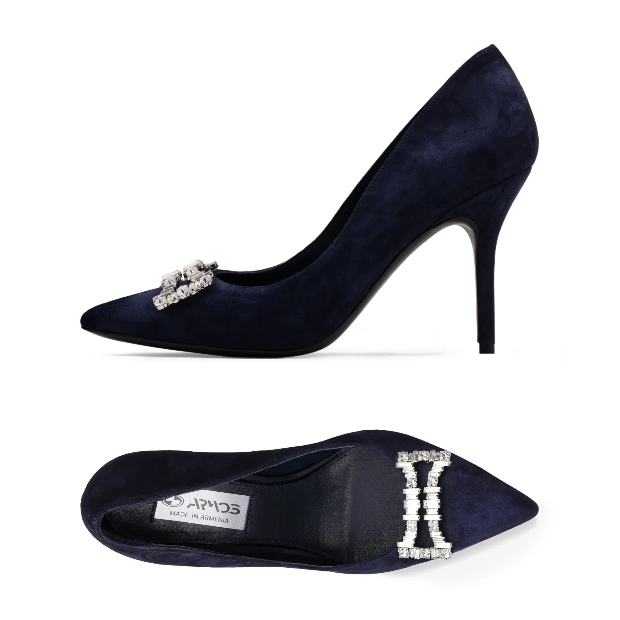 Women's Blue Suede Crystal Buckle Pump sold by Armos product image thumbnail 4