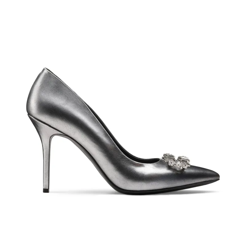 Women's Metallic Silver Leather Pump sold by Armos