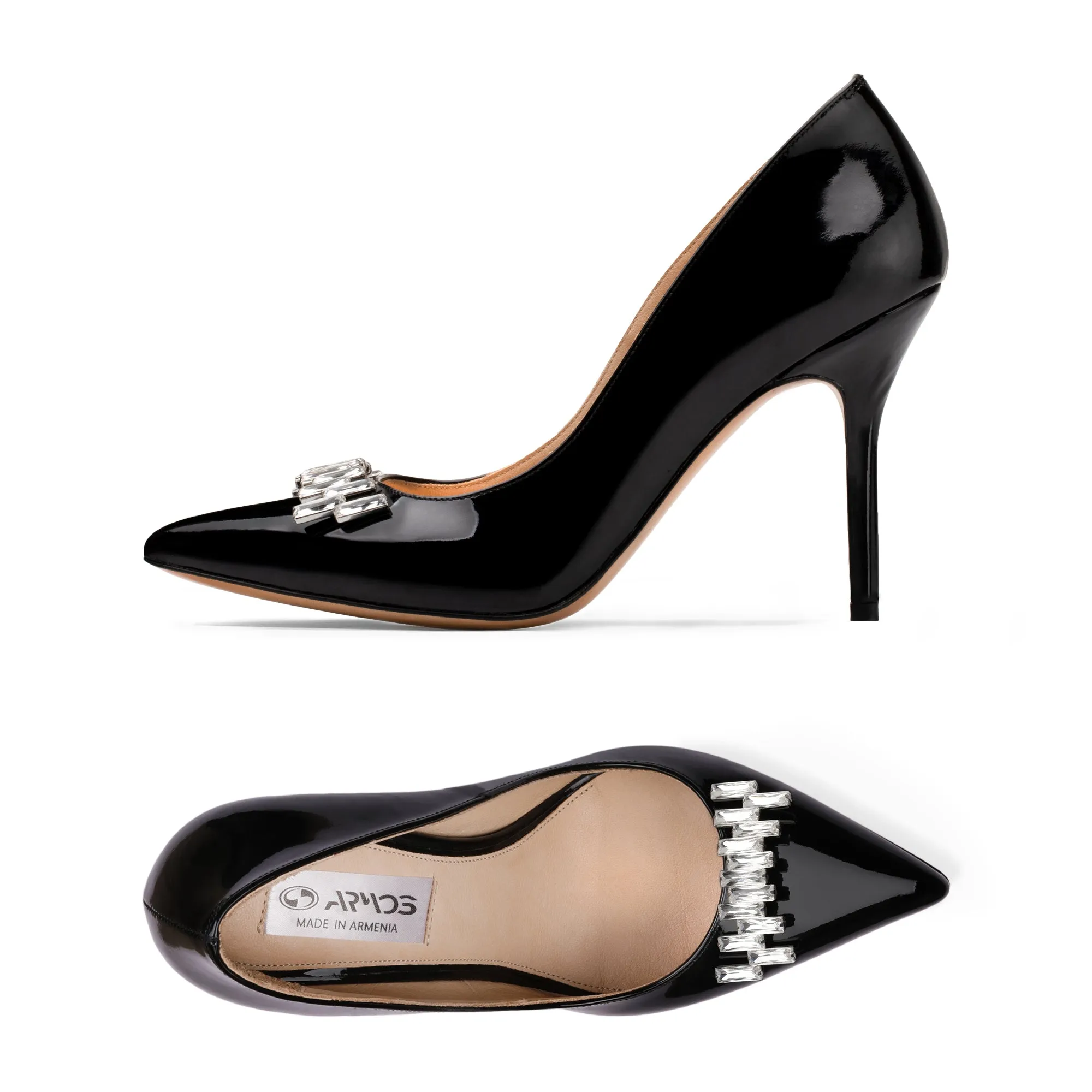 Women's Black Patent Crystal Detail Pump sold by Armos product image thumbnail 4