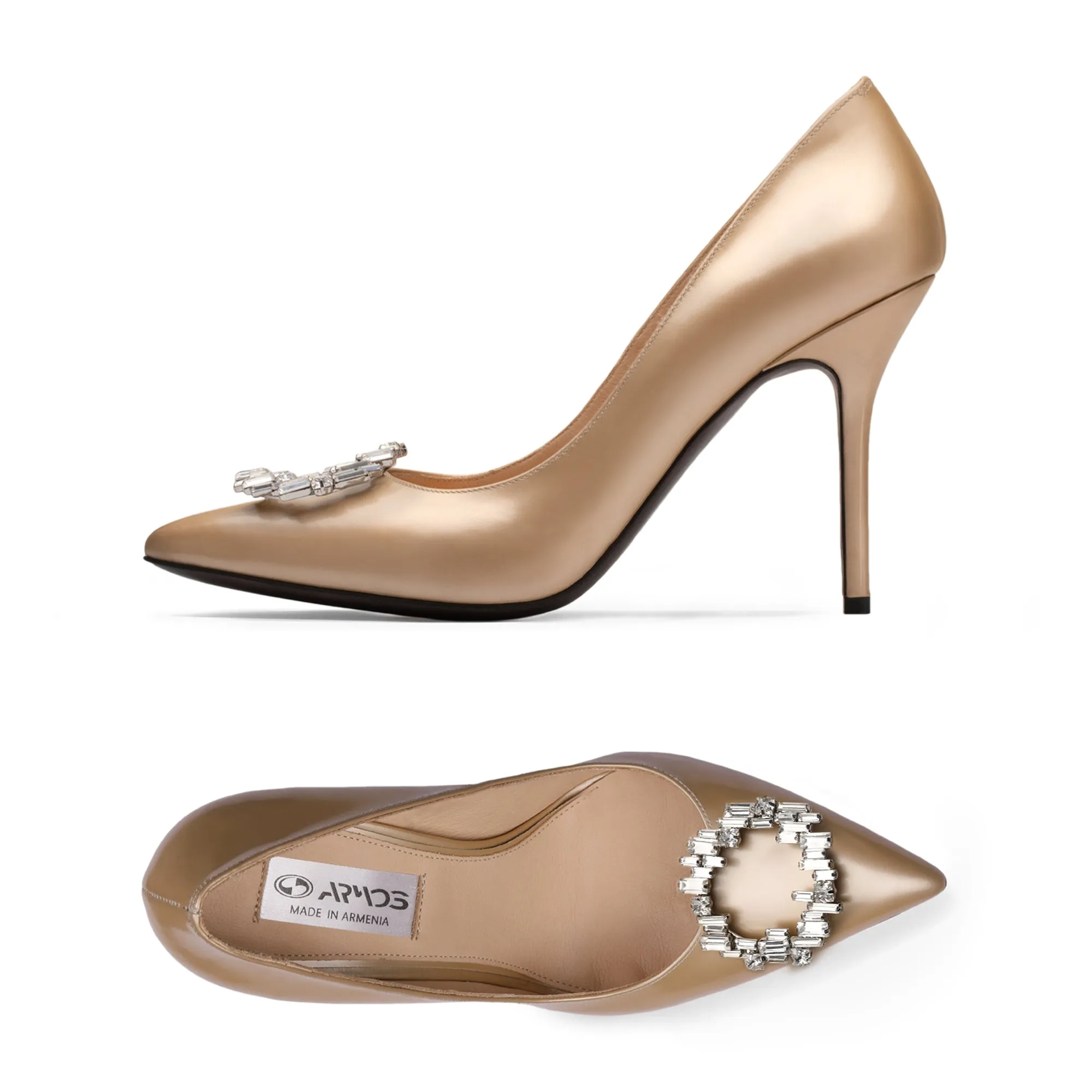 Women's Champagne Gold Leather Pump sold by Armos product image thumbnail 4