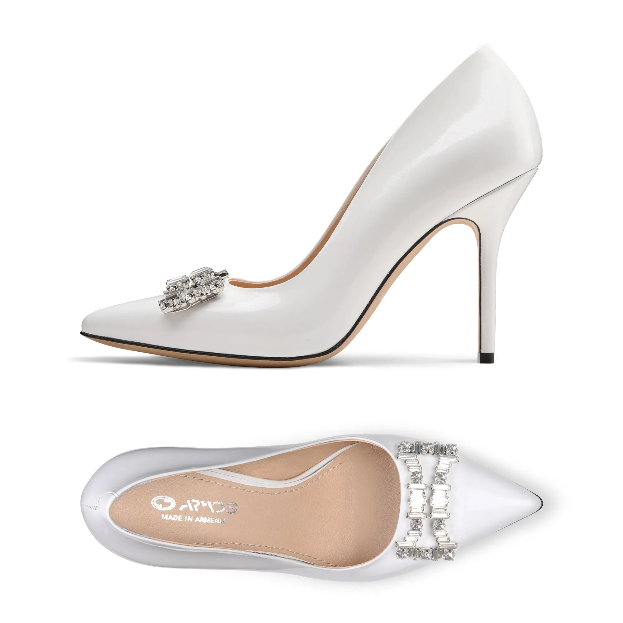 Women's White Patent Crystal Buckle Pump sold by Armos product image thumbnail 4