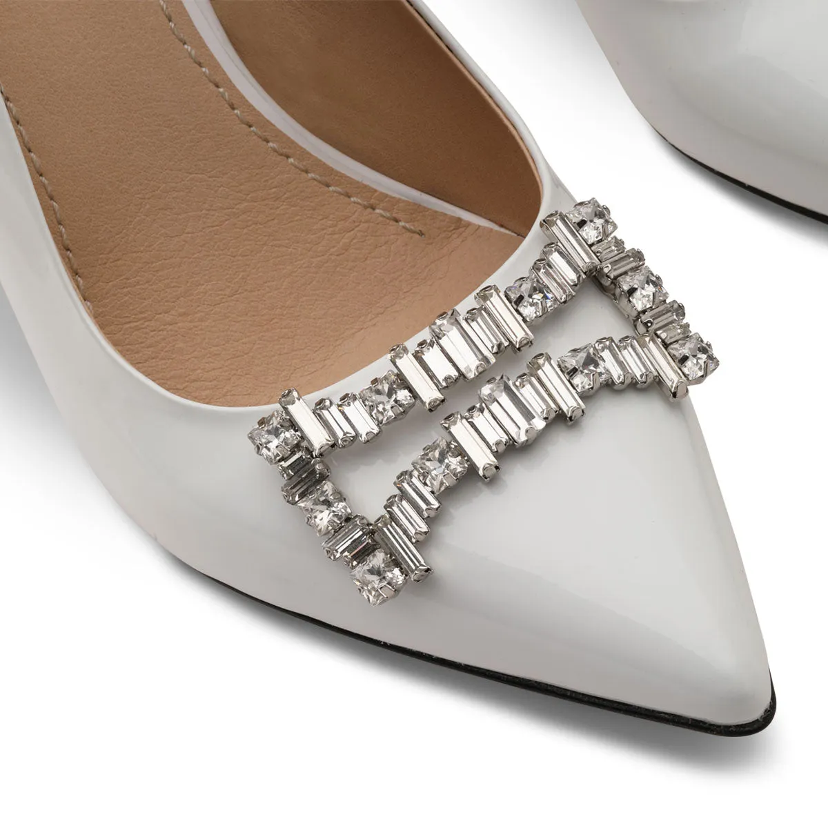 Women's White Patent Crystal Buckle Pump sold by Armos product image thumbnail 5