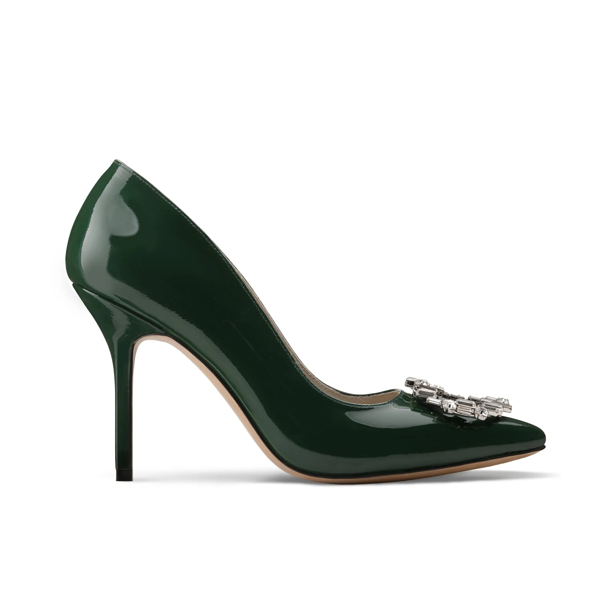 Women's Green Patent Crystal Buckle Pump sold by Armos
