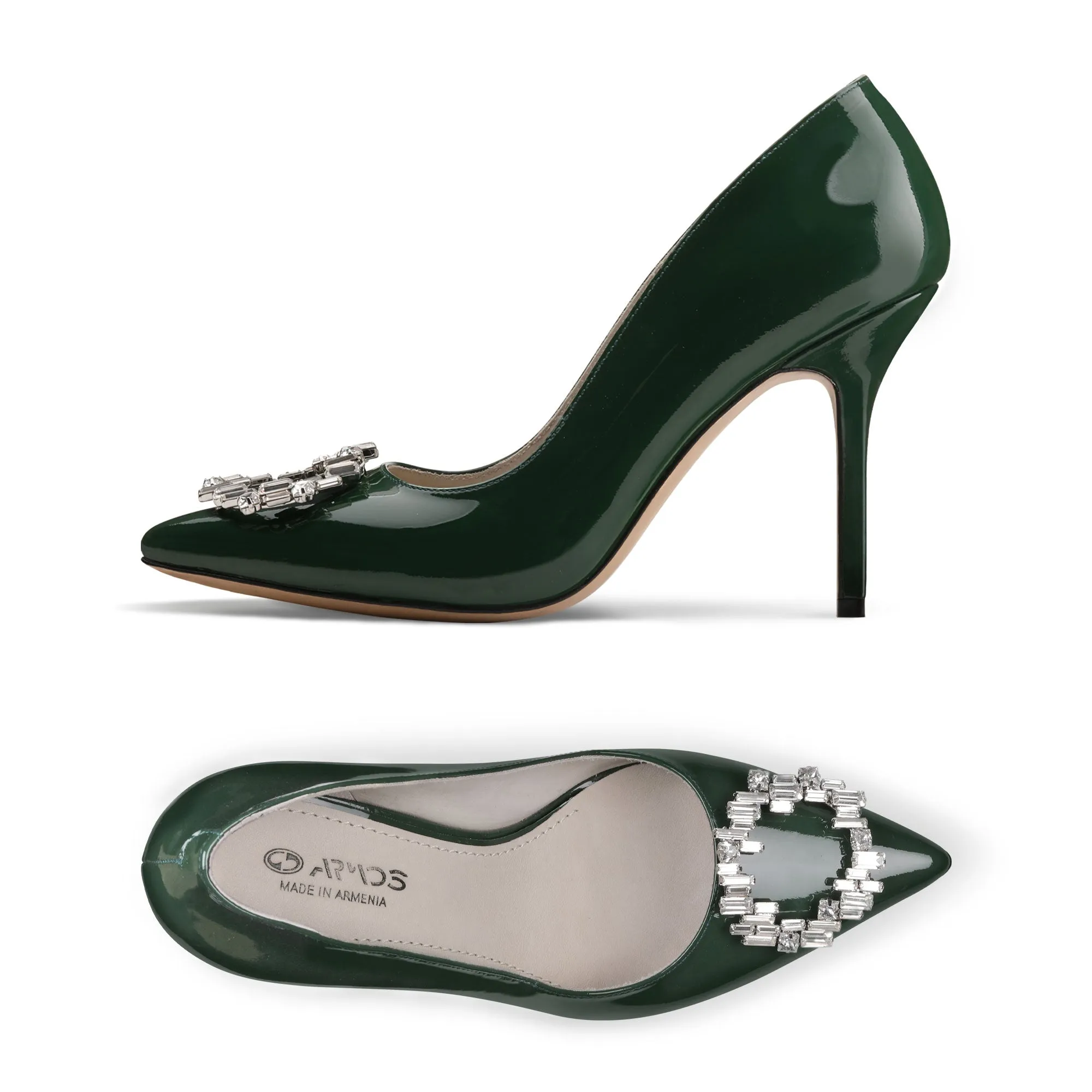Women's Green Patent Crystal Buckle Pump sold by Armos product image thumbnail 5