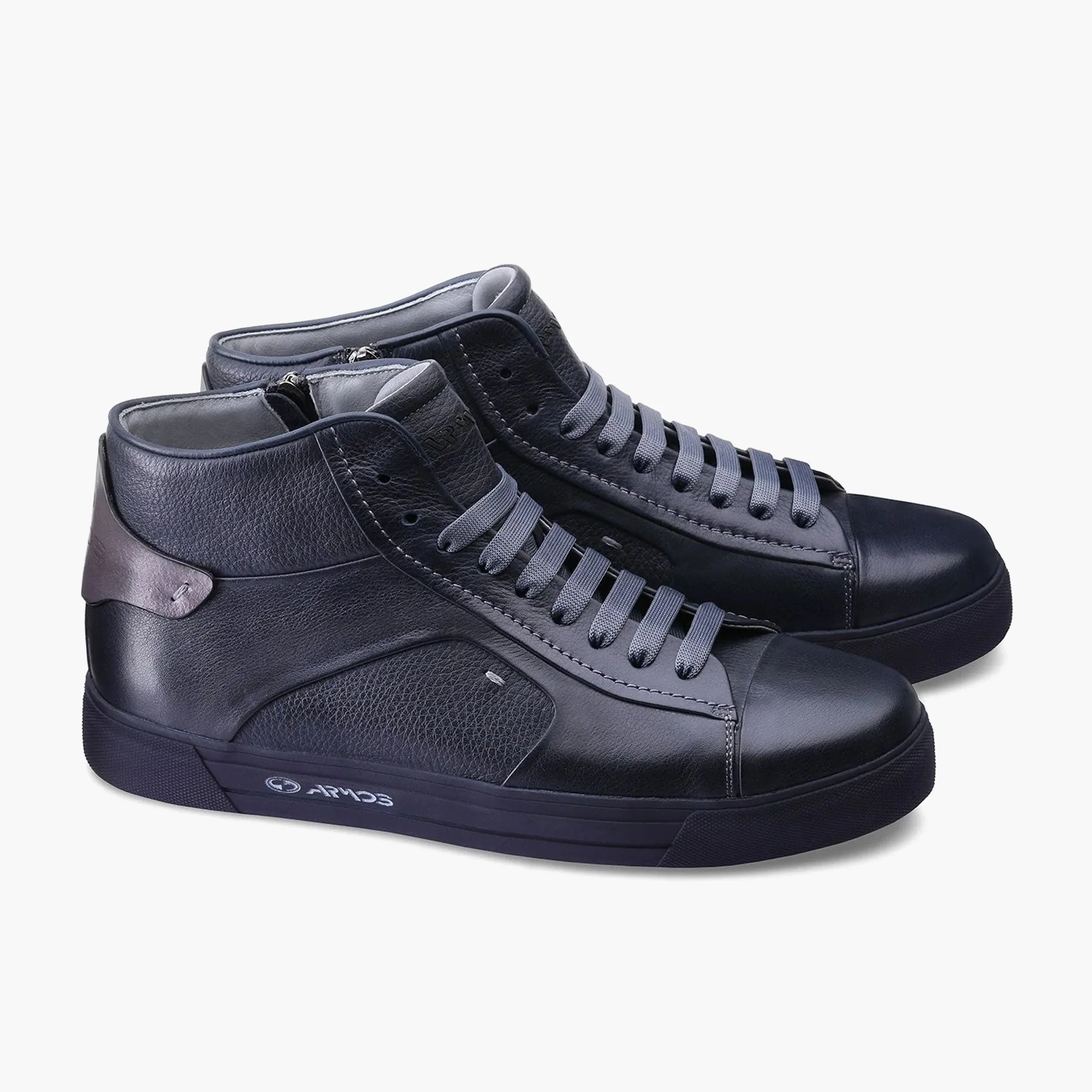 Men's Blue Waxed Leather High-Top Sneaker sold by Armos product image thumbnail 2