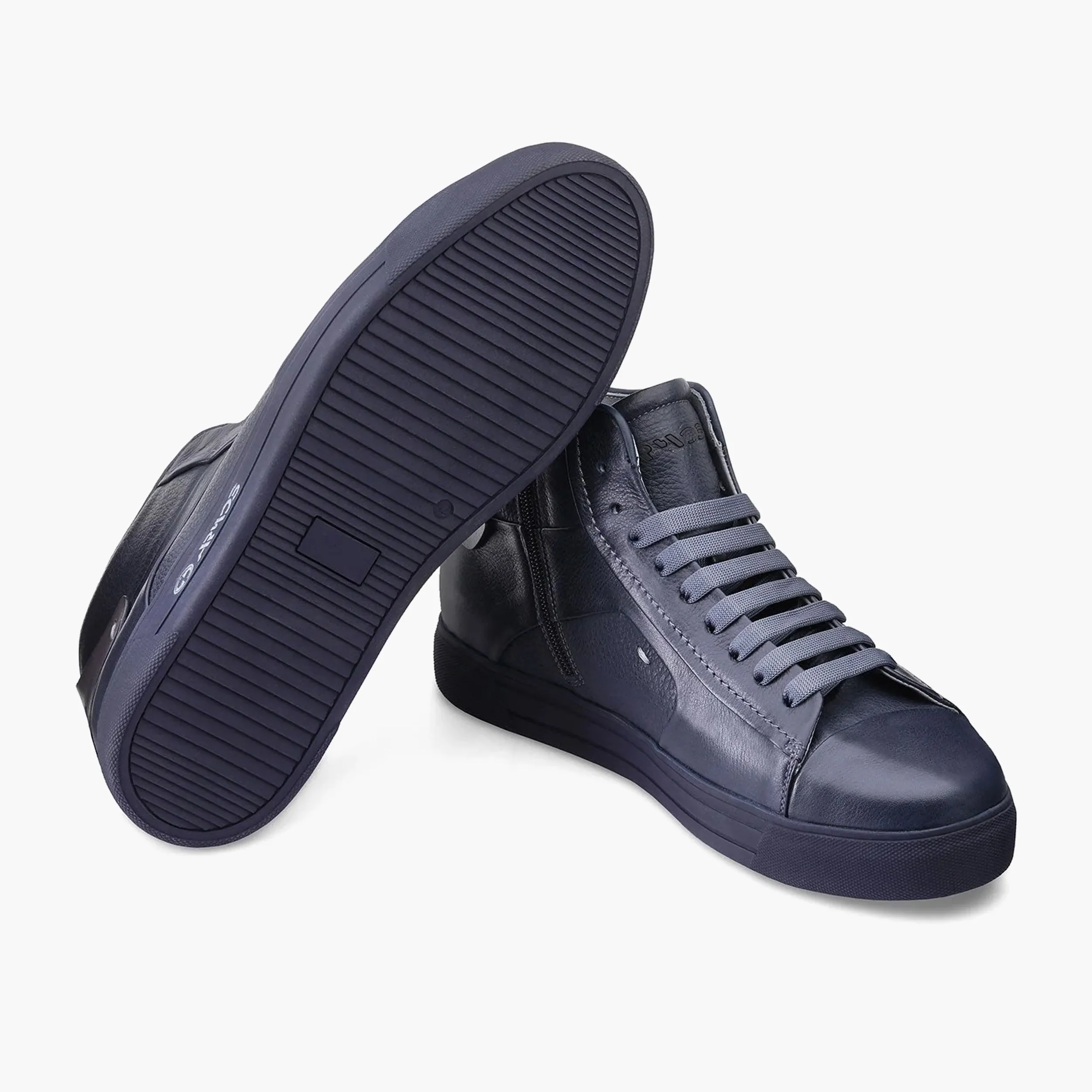 Men's Blue Waxed Leather High-Top Sneaker sold by Armos product image thumbnail 3
