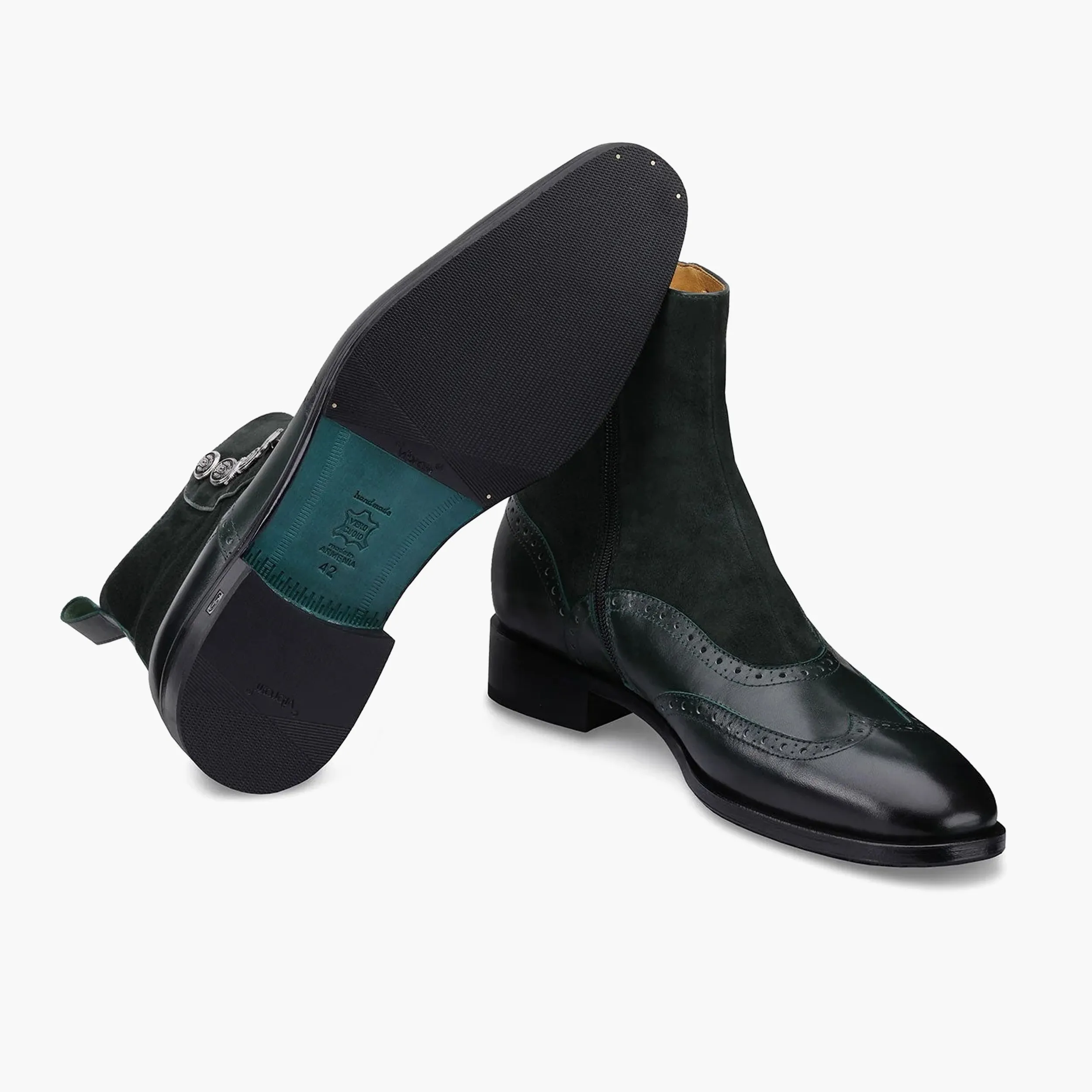 Men's Green Suede & Leather Brogue Boot sold by Armos product image thumbnail 3
