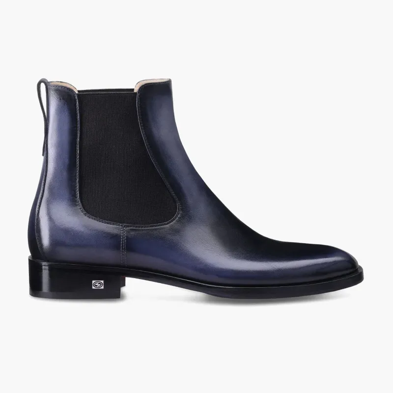 Men's Blue Patina Leather Chelsea Boot sold by Armos