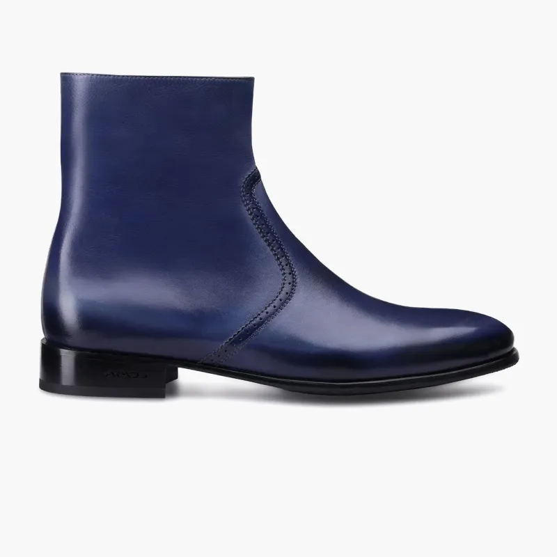 Men's Blue Patina Leather Ankle Boot sold by Armos