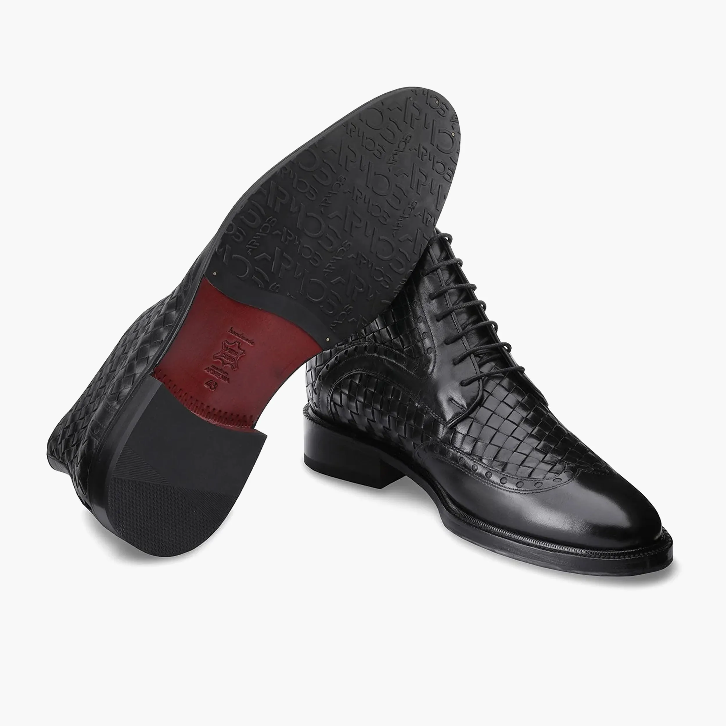 Men's Black Woven Leather Boot sold by Armos product image thumbnail 3