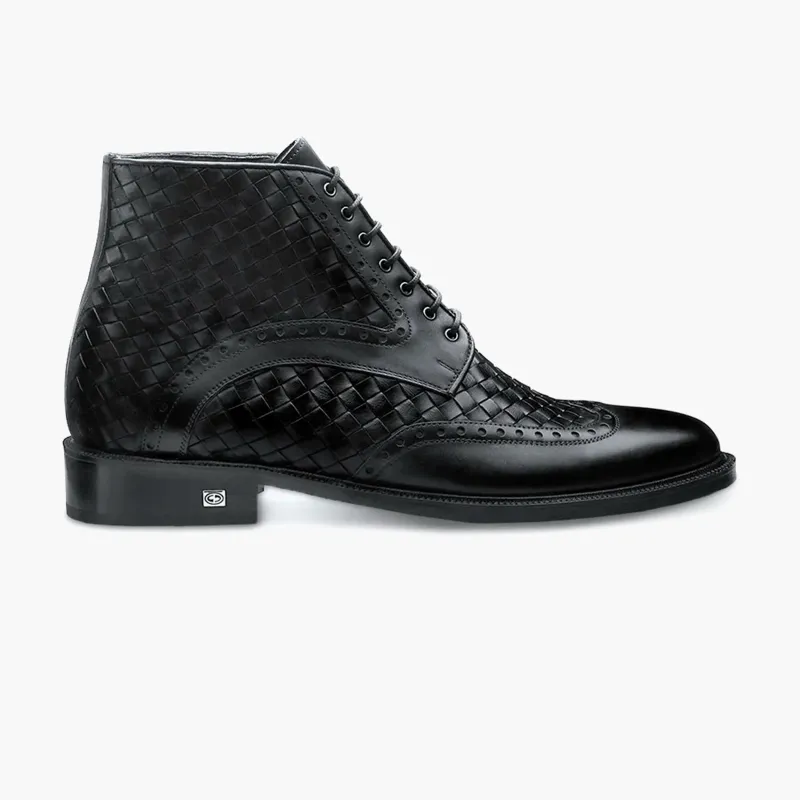Men's Black Woven Leather Boot sold by Armos